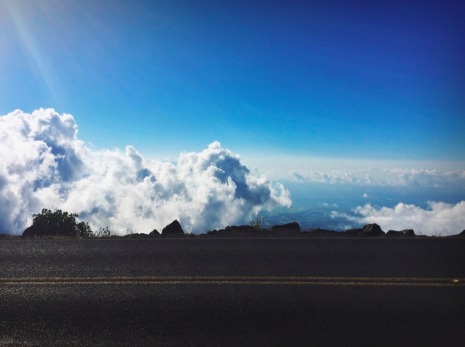 Driving above the clouds, to the top of Haleakala volcano.