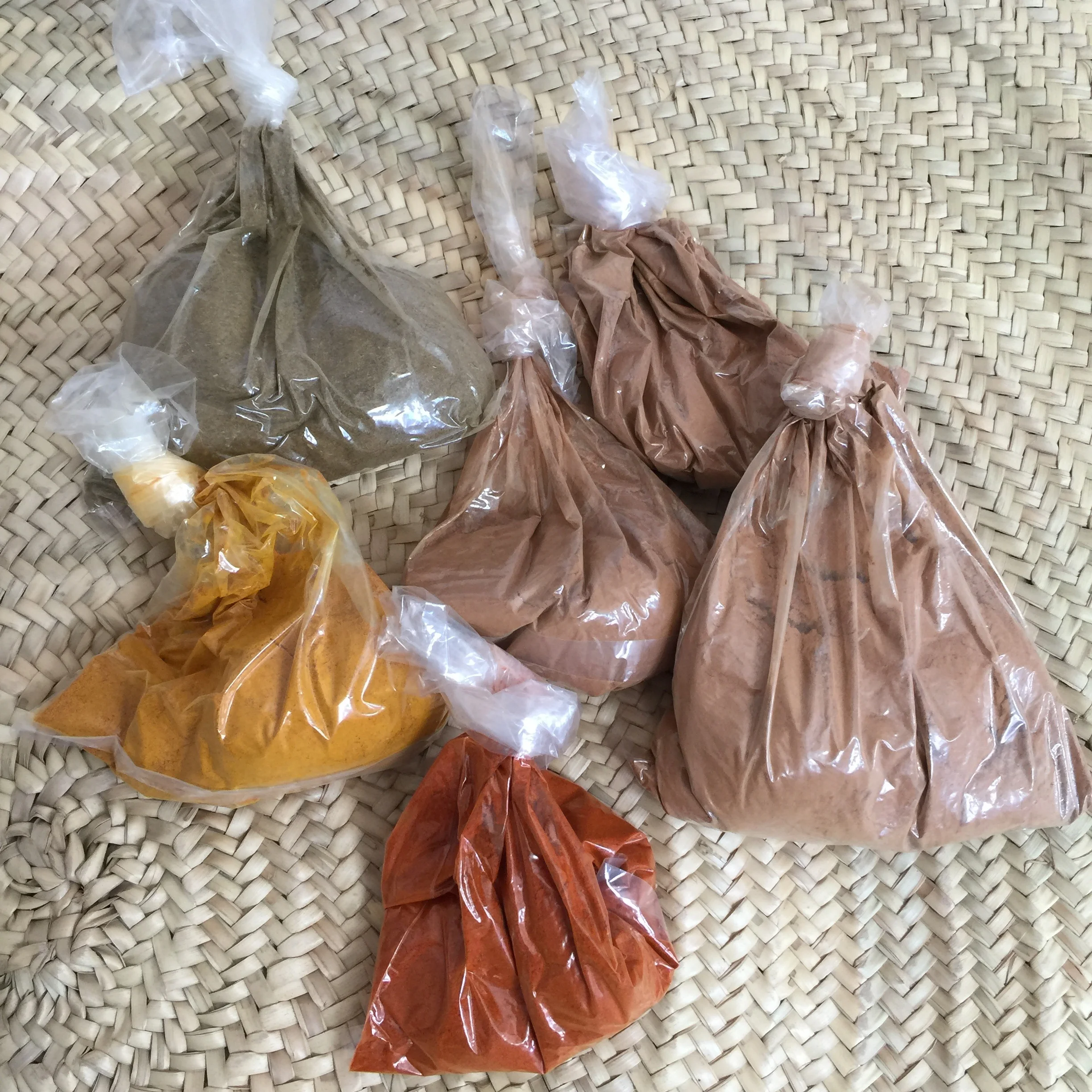Freshly ground cumin, cinnamon, turmeric, and harissa spices— which I (definitely underpaid) for 200 dirhams (about 19 Euros). Asking price was 65 Euros.