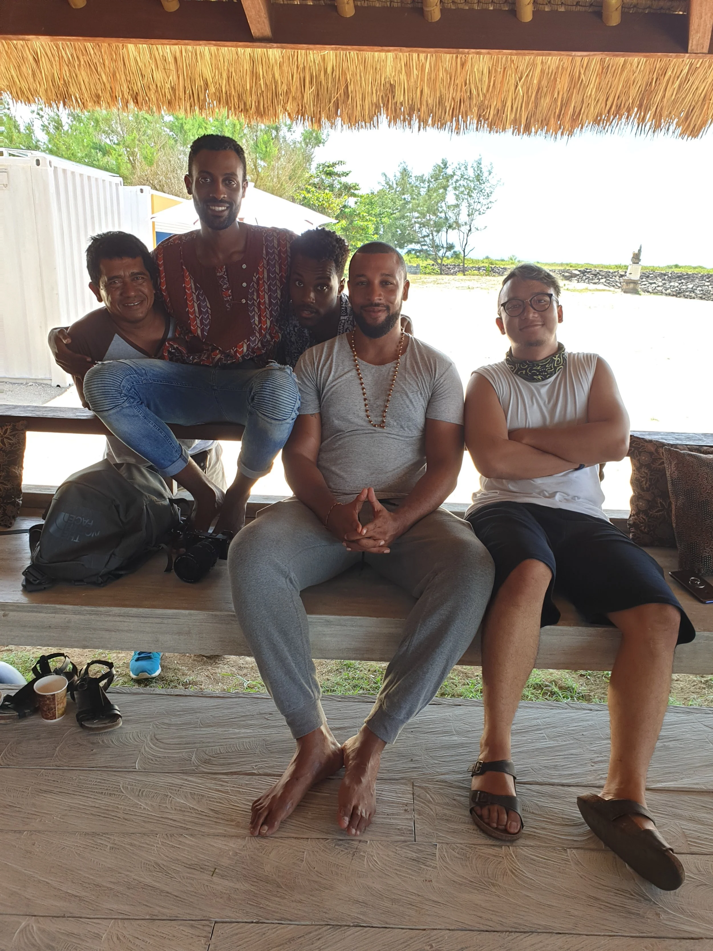 From left: Made, Driver & friend (Bali) - Joseph, Videographer - Gaylord, Usher - Dominique, Rapper & Poet - Aditya, Kura Kura Bali team