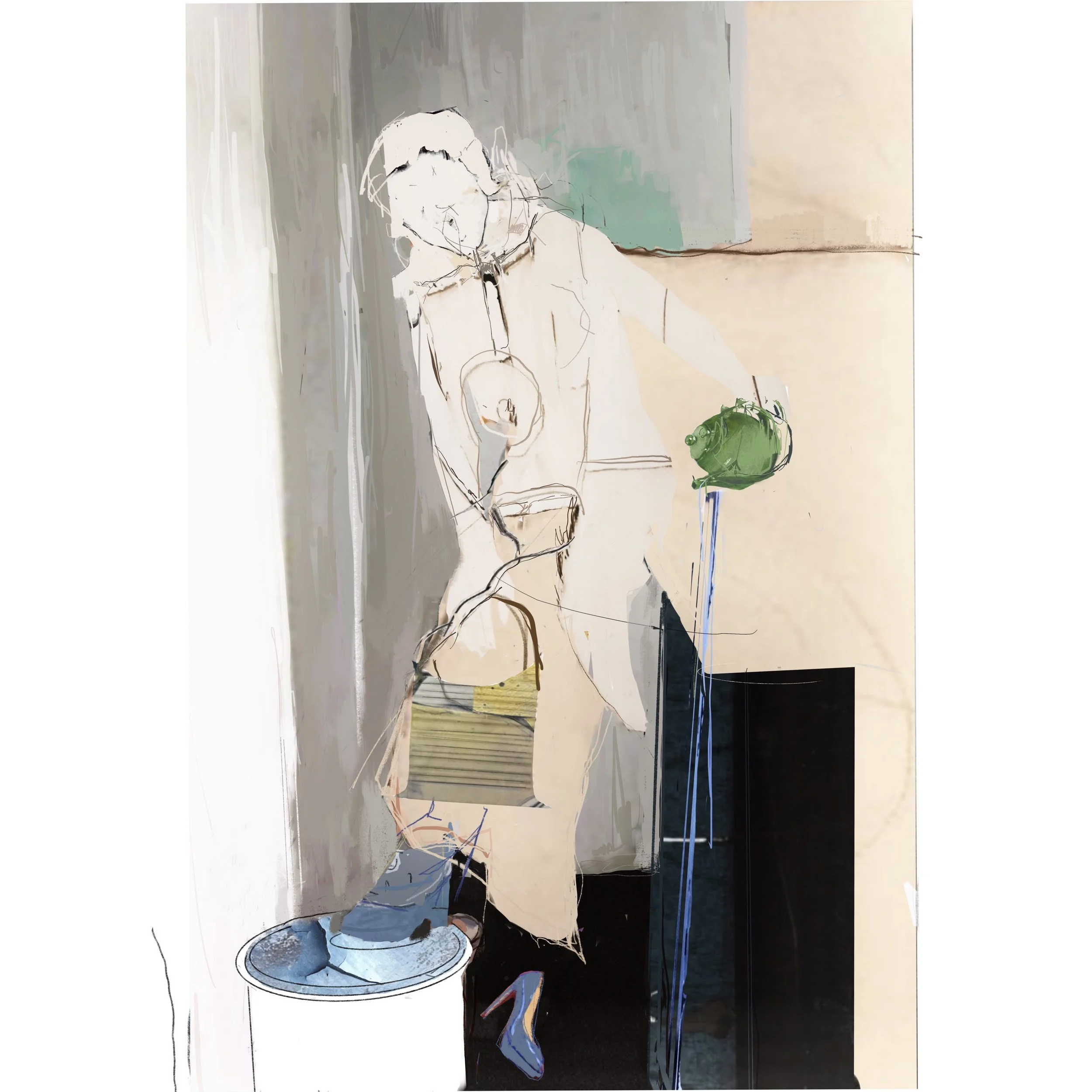 "Teapot Woman"      mixed media on paper - 12 editions - 40 x 60 cm