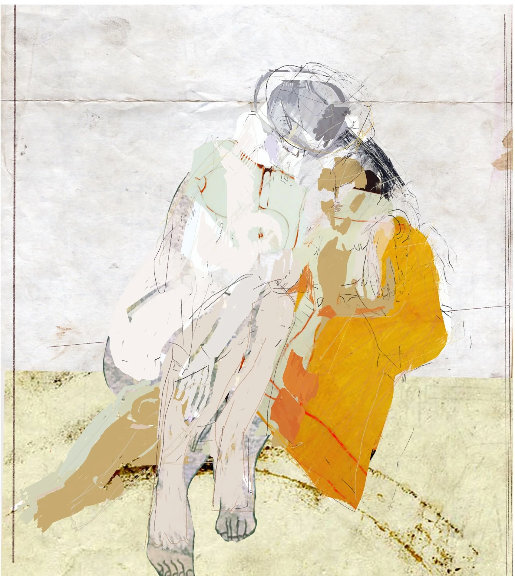 "Train Sketch"      mixed media on paper - 11 editions - 50 x 56 cm 