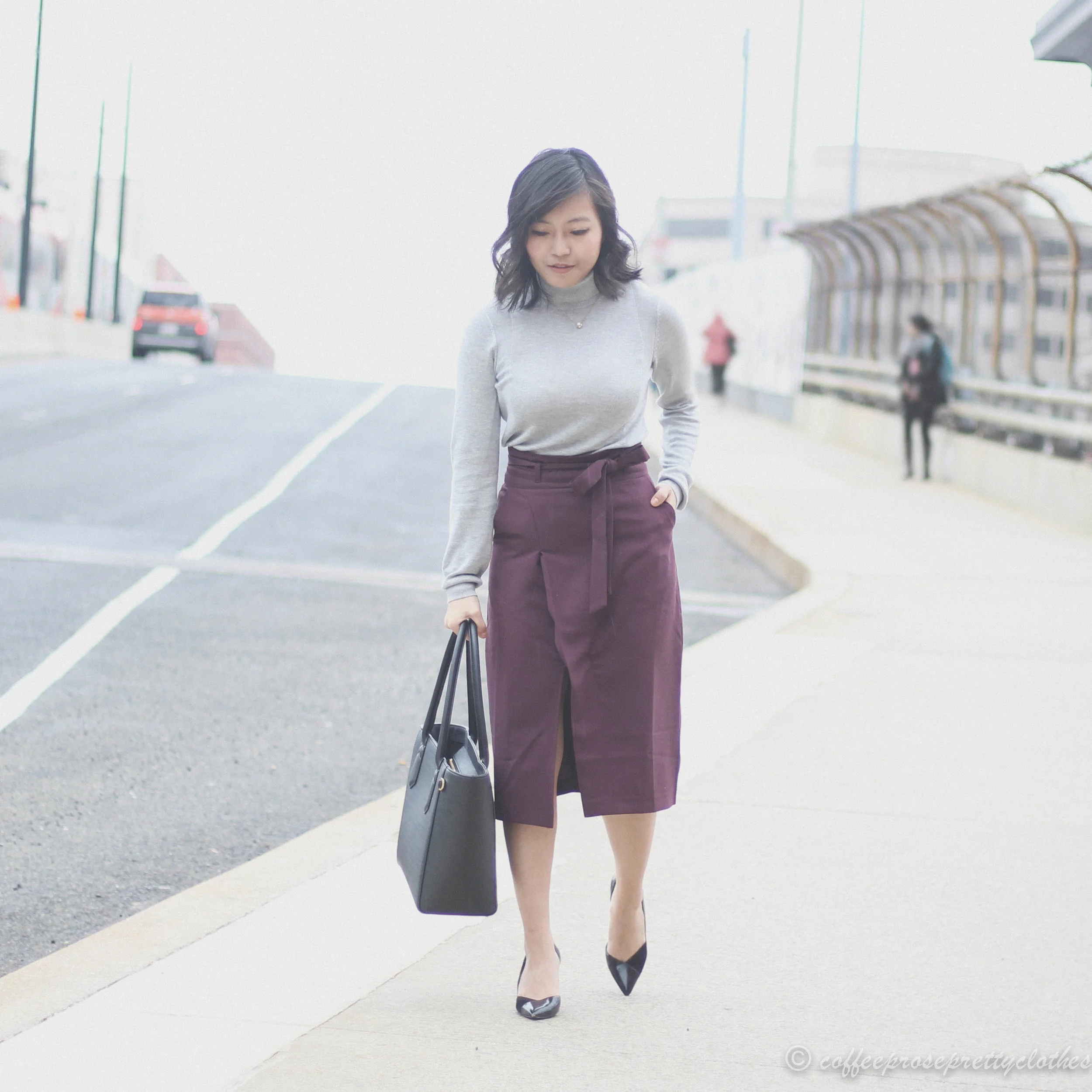 Hamlet | Burgundy Wrap Skirt and Turtleneck Knit