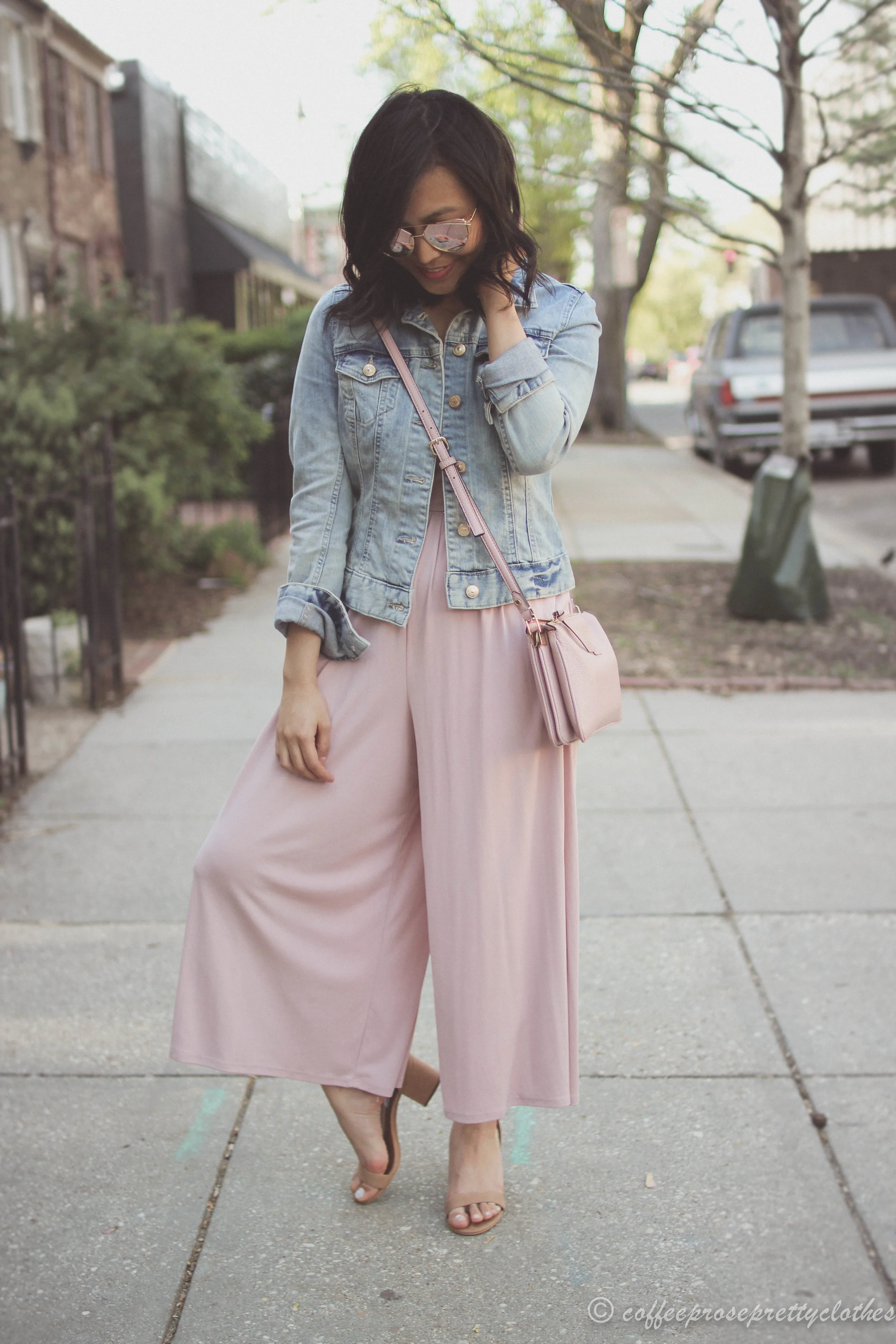 Pink Denim Jacket Over Jumpsuit Boohoo ME