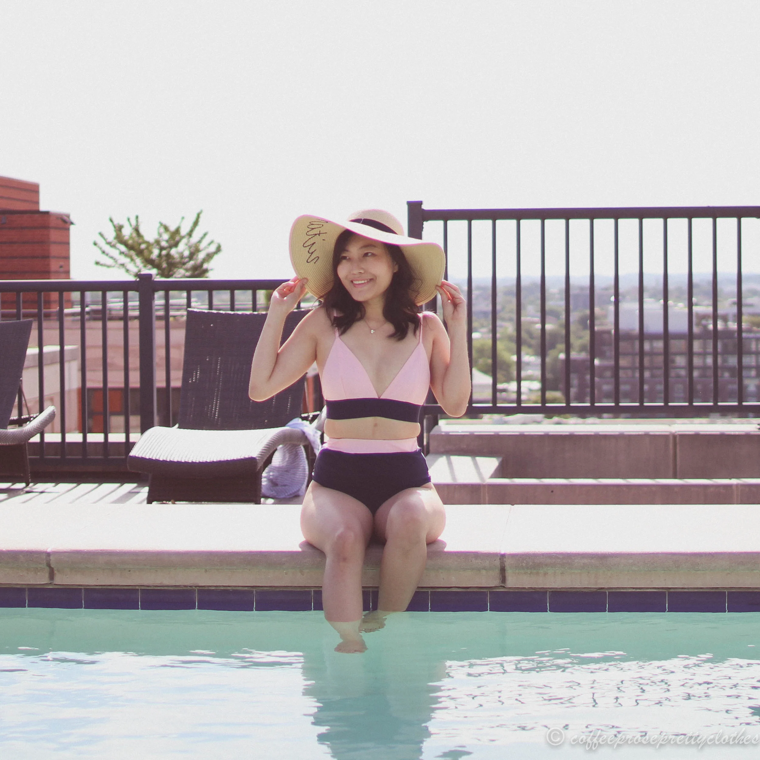 ASOS Pretty Little Thing Swimsuit and J.Crew Straw hat