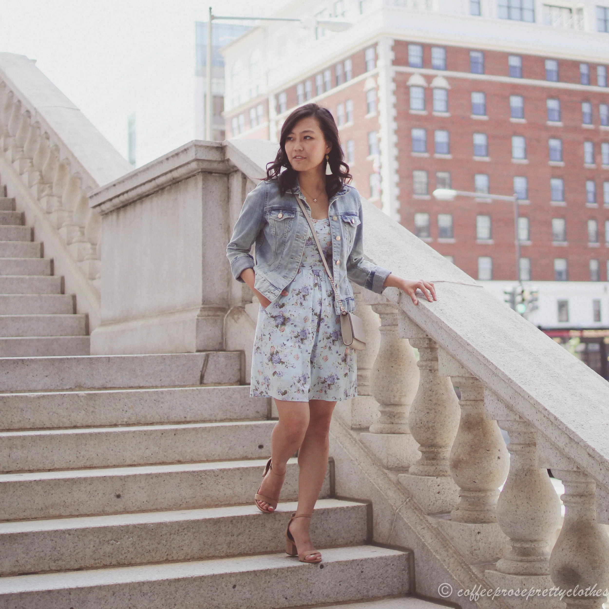 Floral Dress and Denim Jacket