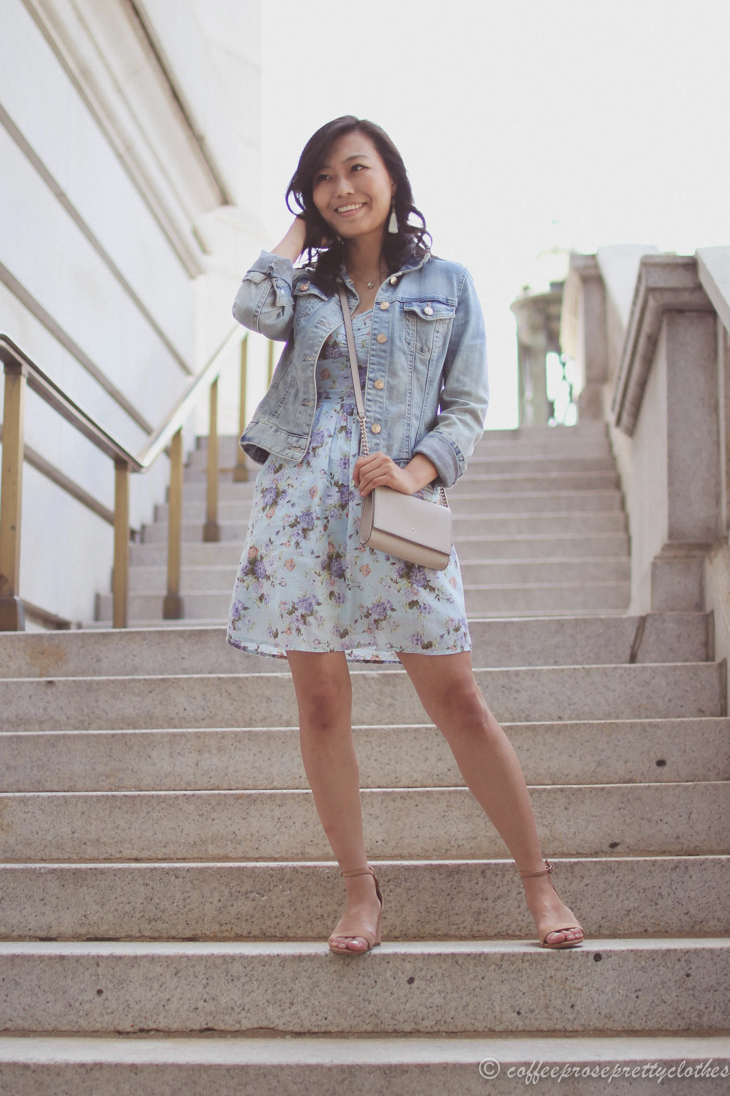 Floral Dress and Denim Jacket