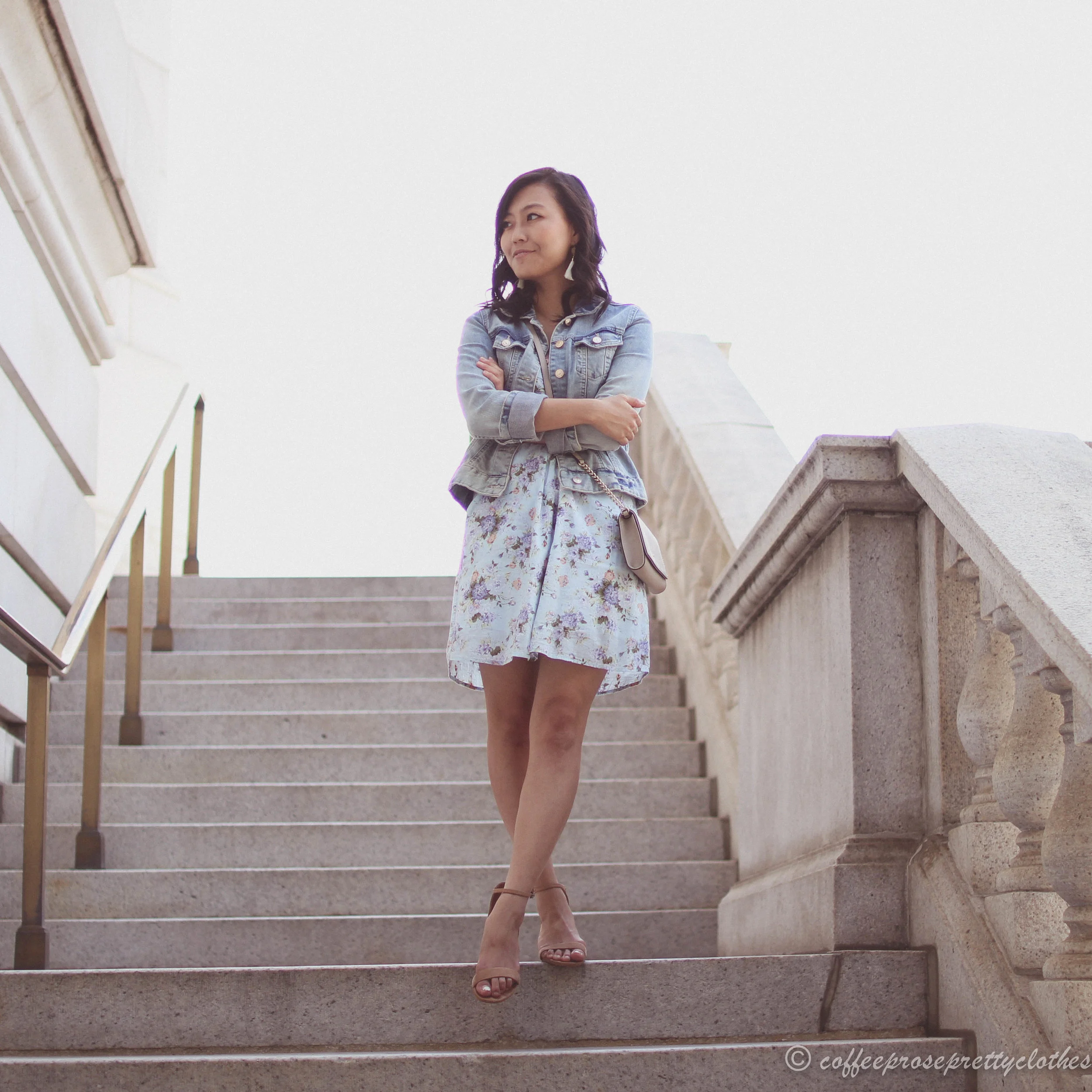 Floral Dress and Denim Jacket