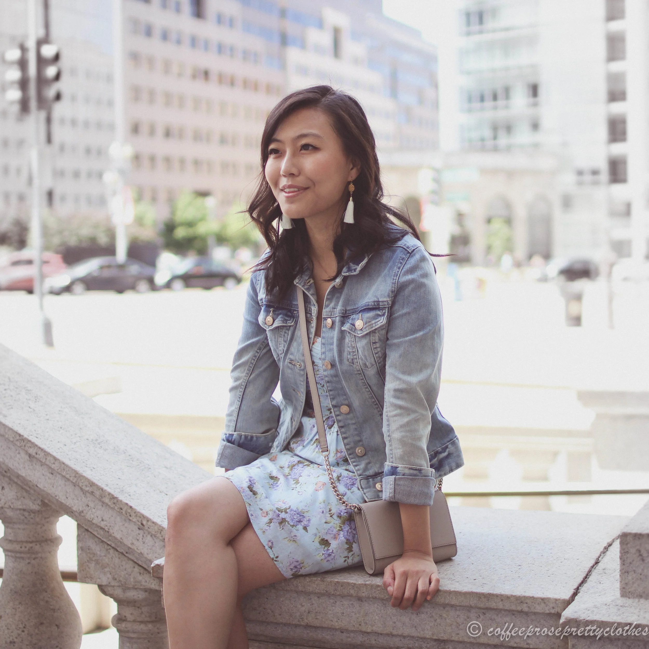 Floral Dress and Denim Jacket
