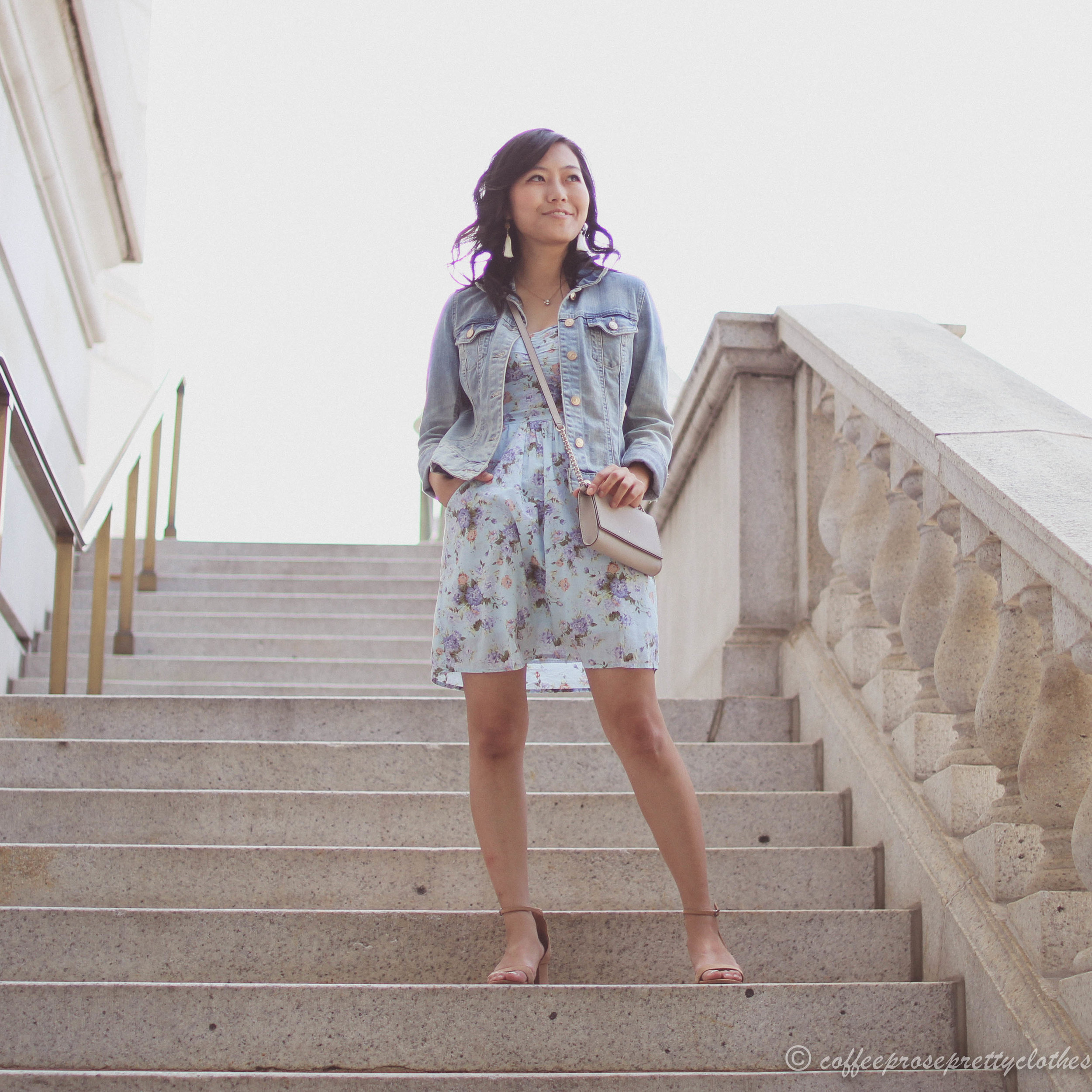 Floral Dress and Denim Jacket