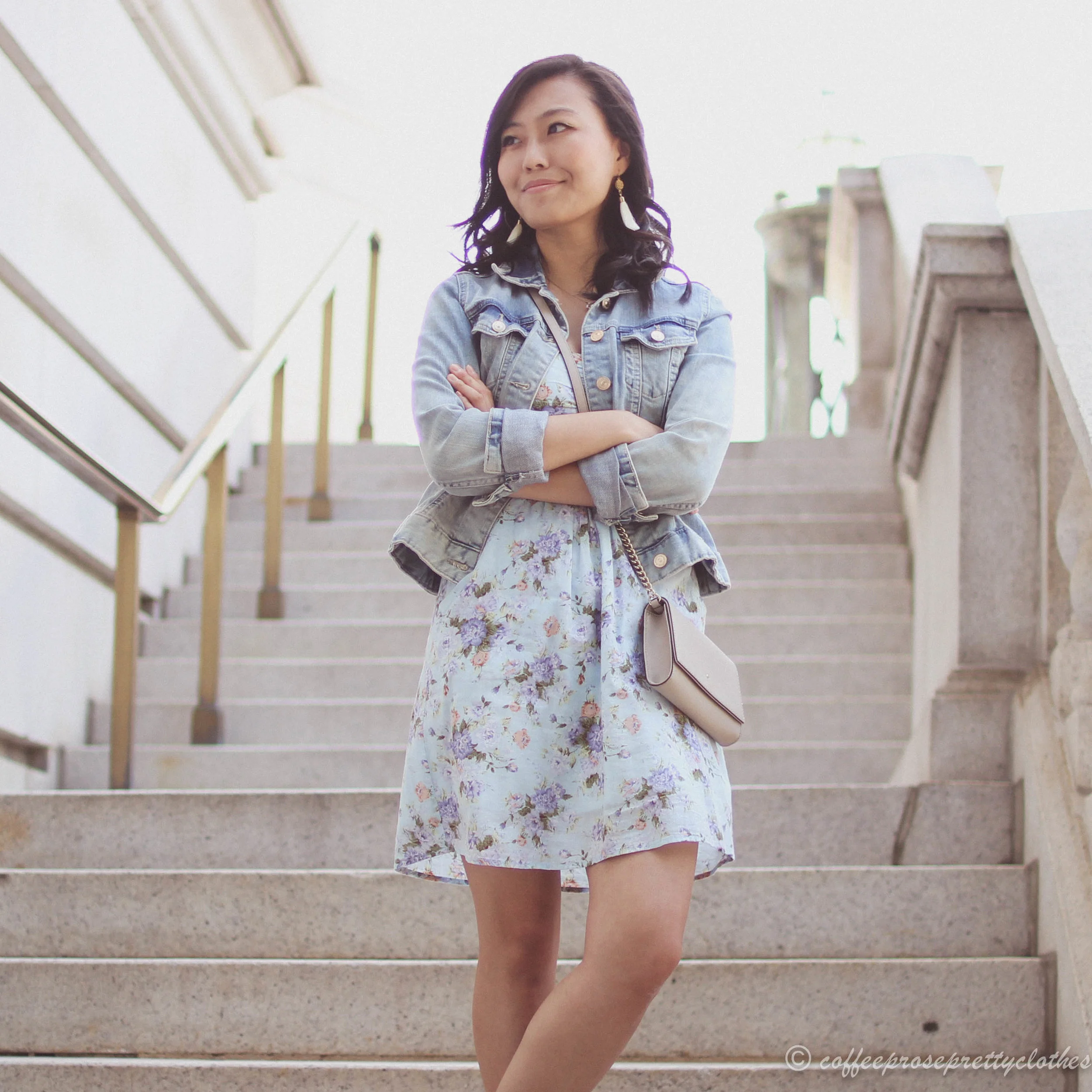 Floral Dress and Denim Jacket