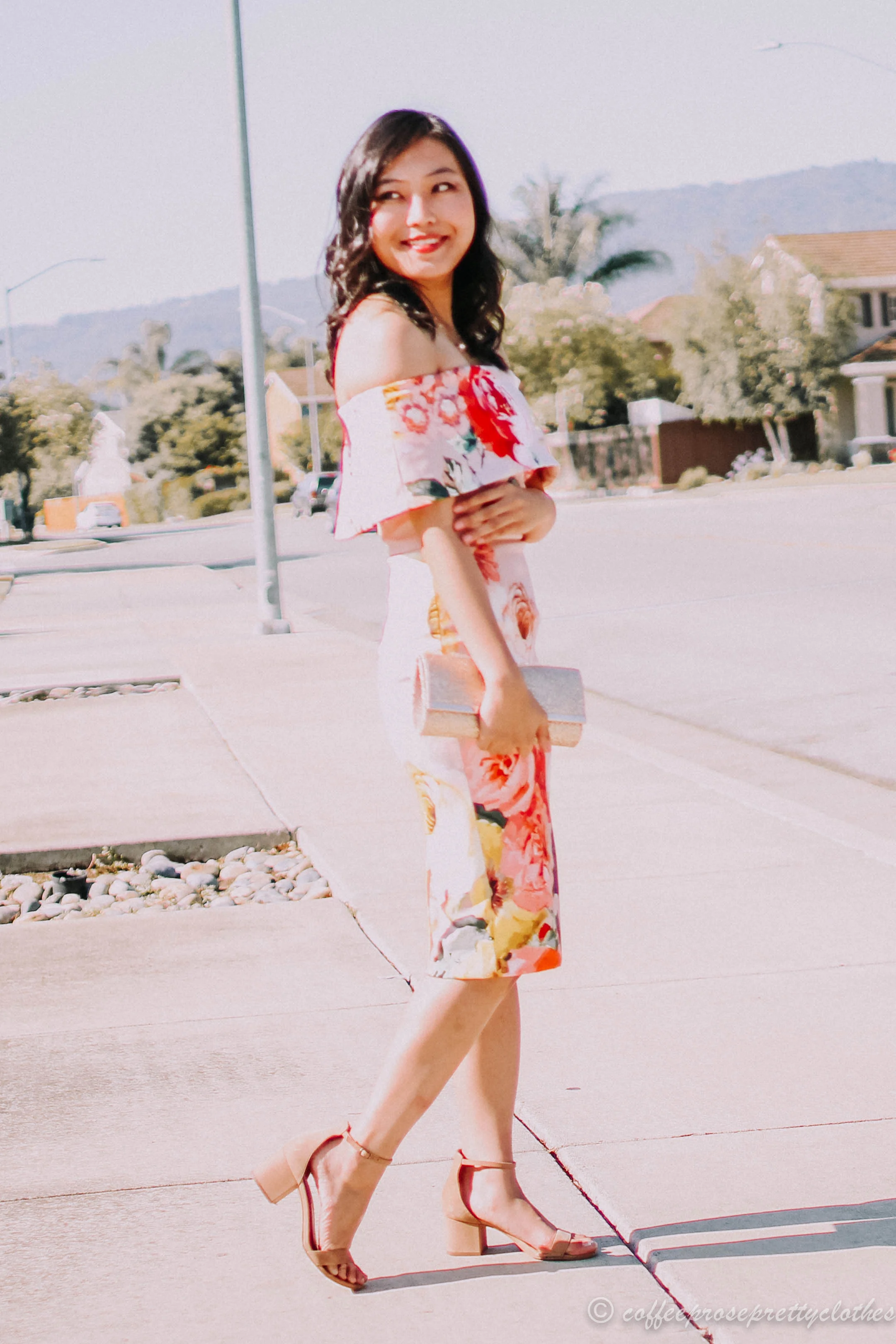Floral Dress and Block Heels