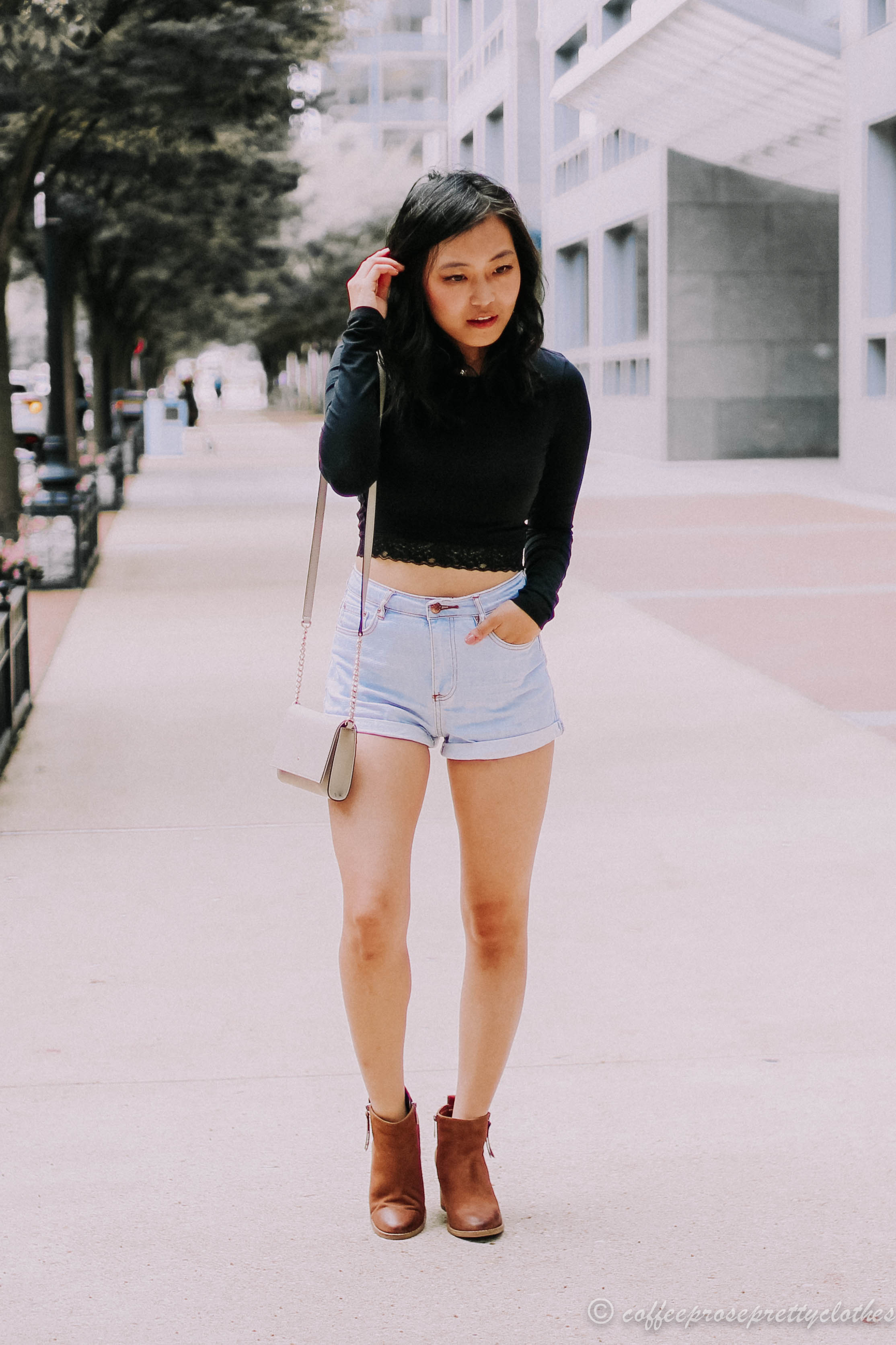 Lace Crop and High Waisted Jeans