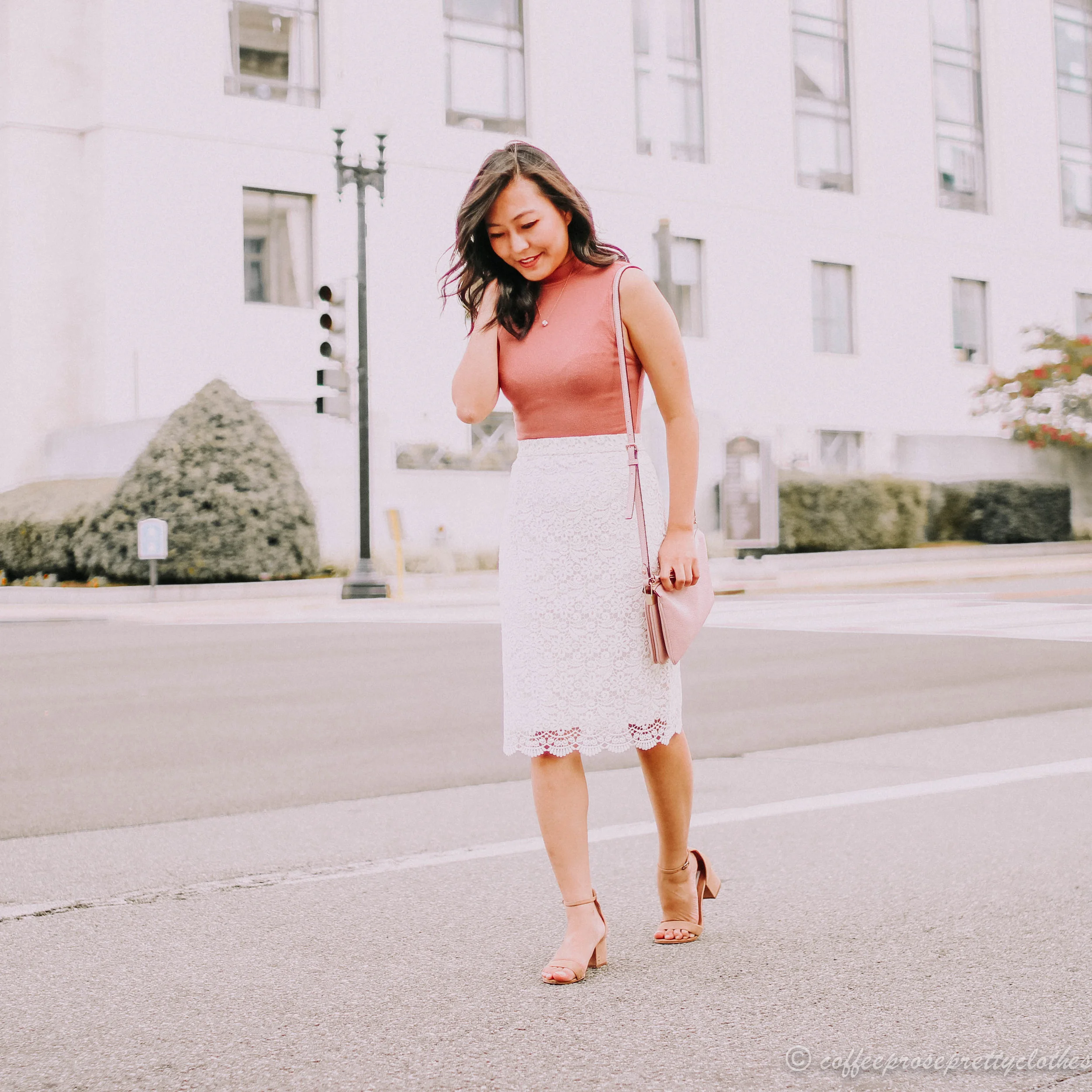 Lace Skirt and Rose Bodysuit