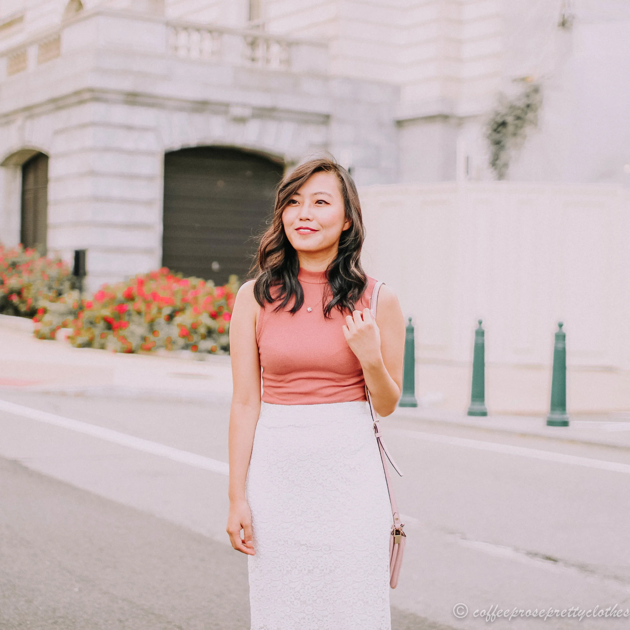Lace Skirt and Rose Bodysuit