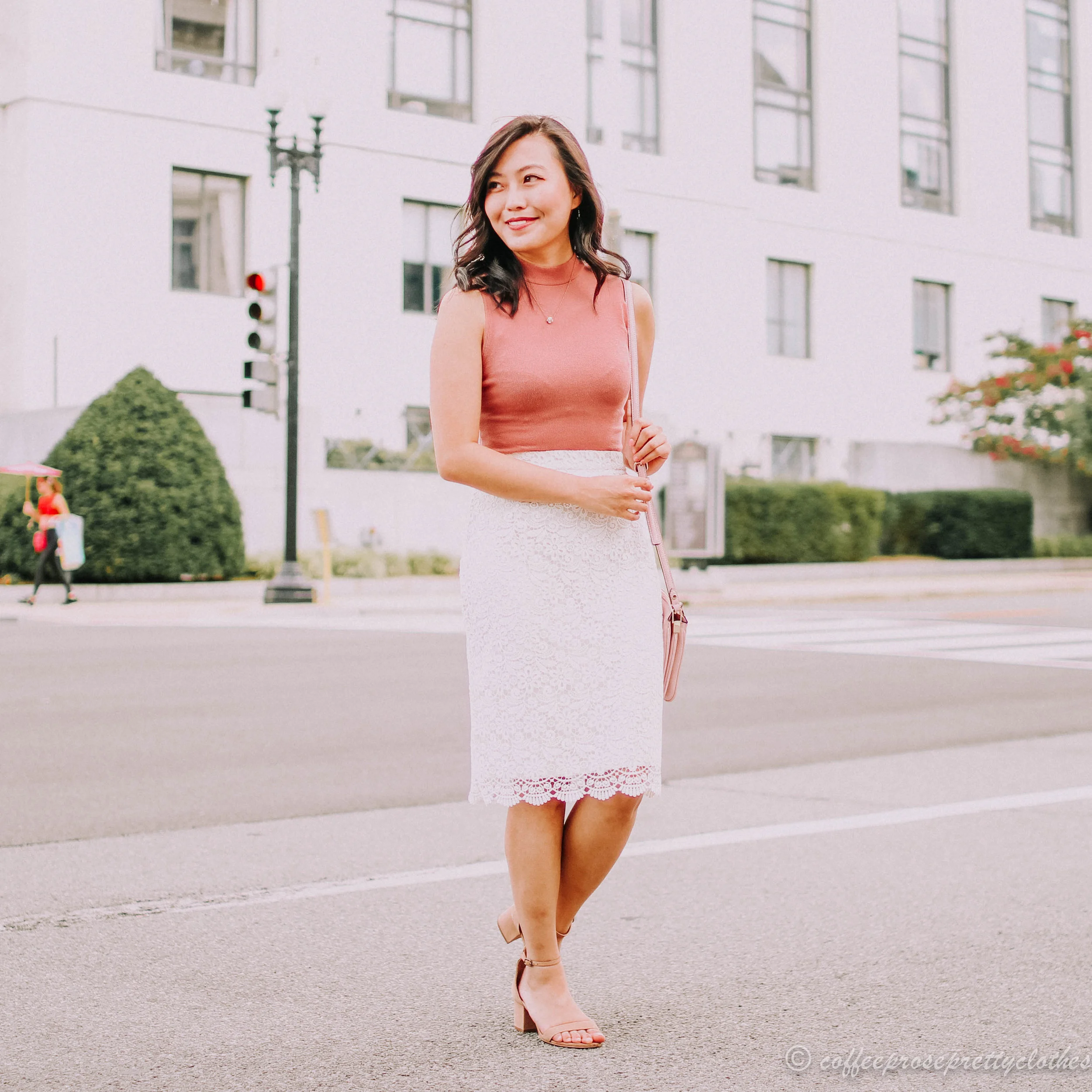 Lace Skirt and Rose Bodysuit