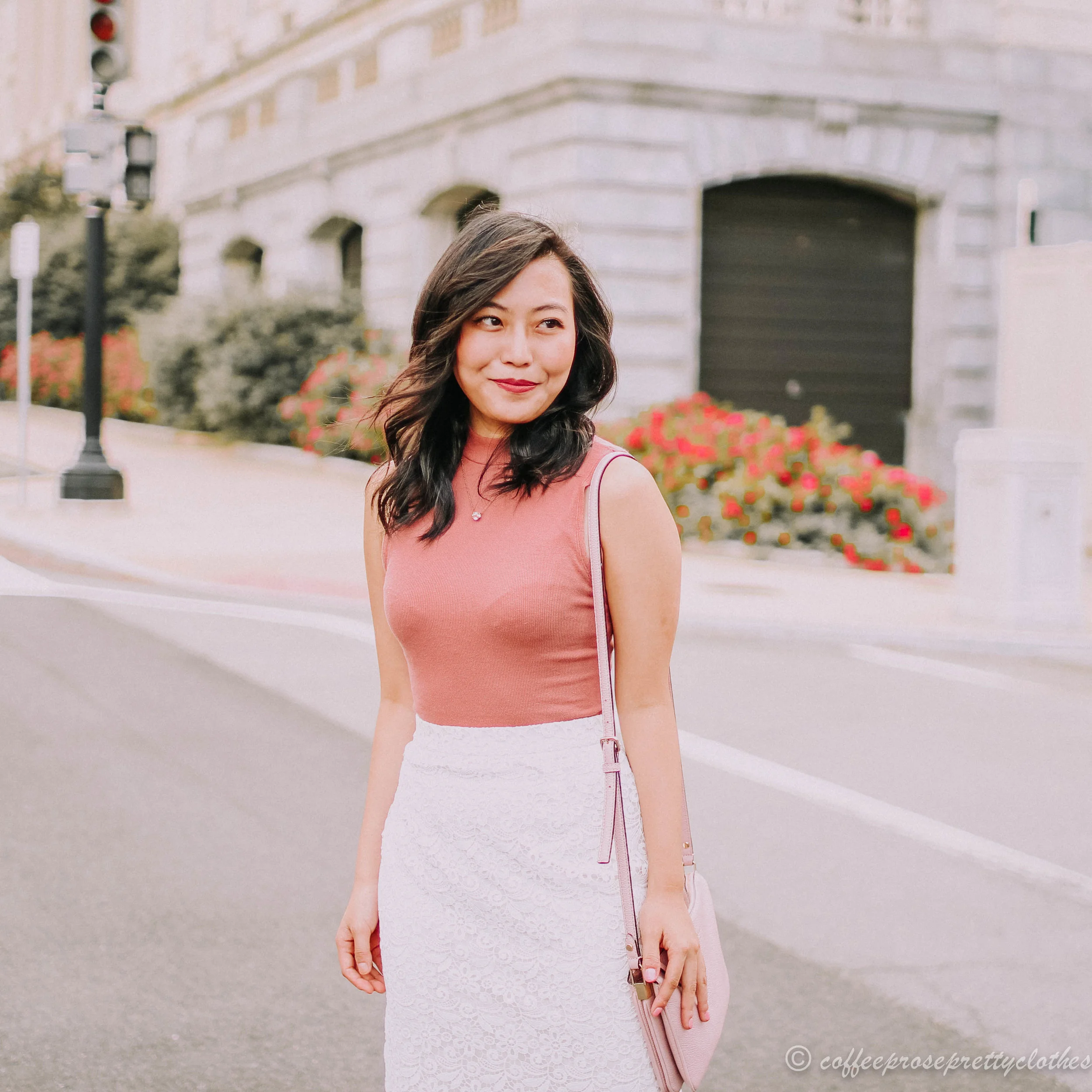 Lace Skirt and Rose Bodysuit