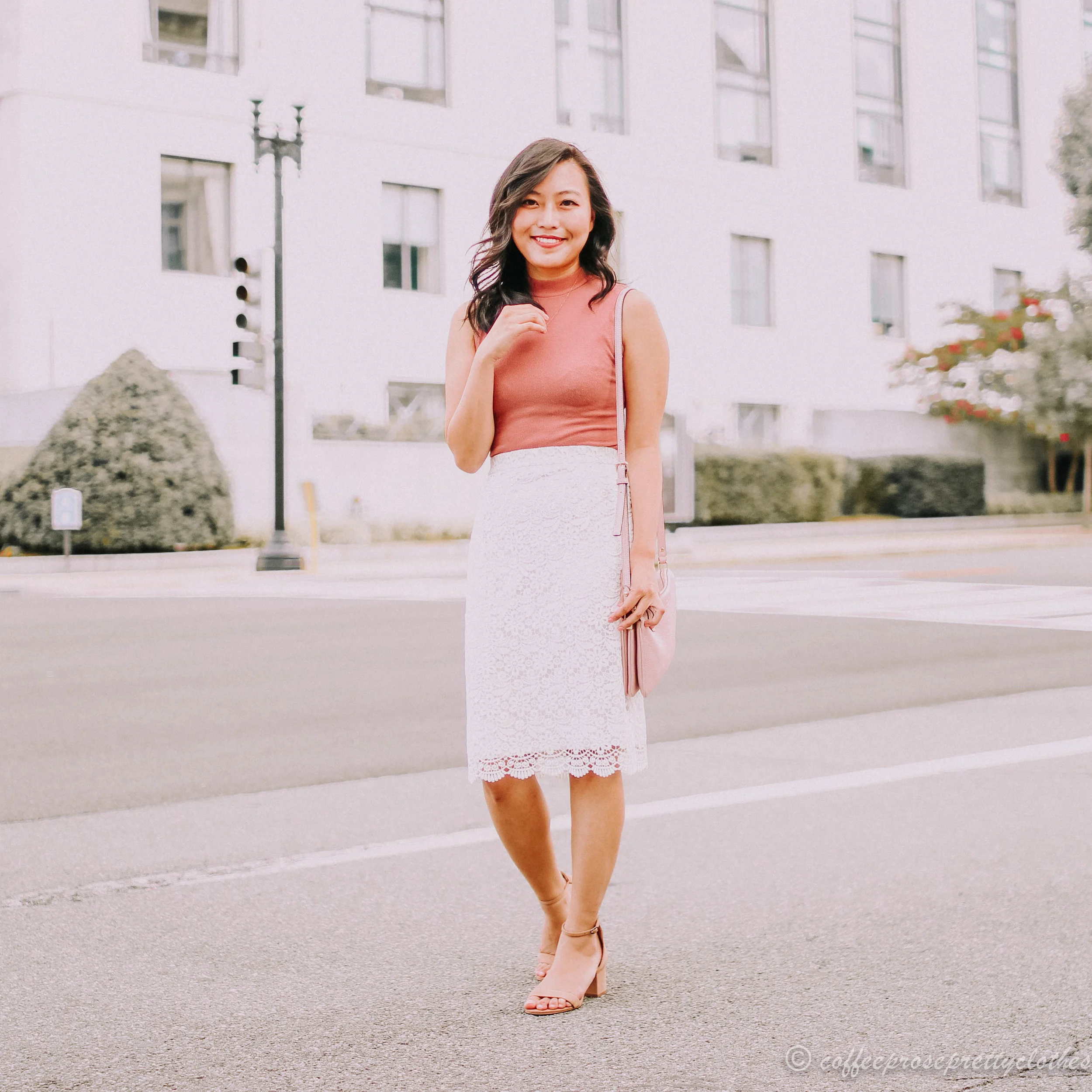 Lace Skirt and Rose Bodysuit