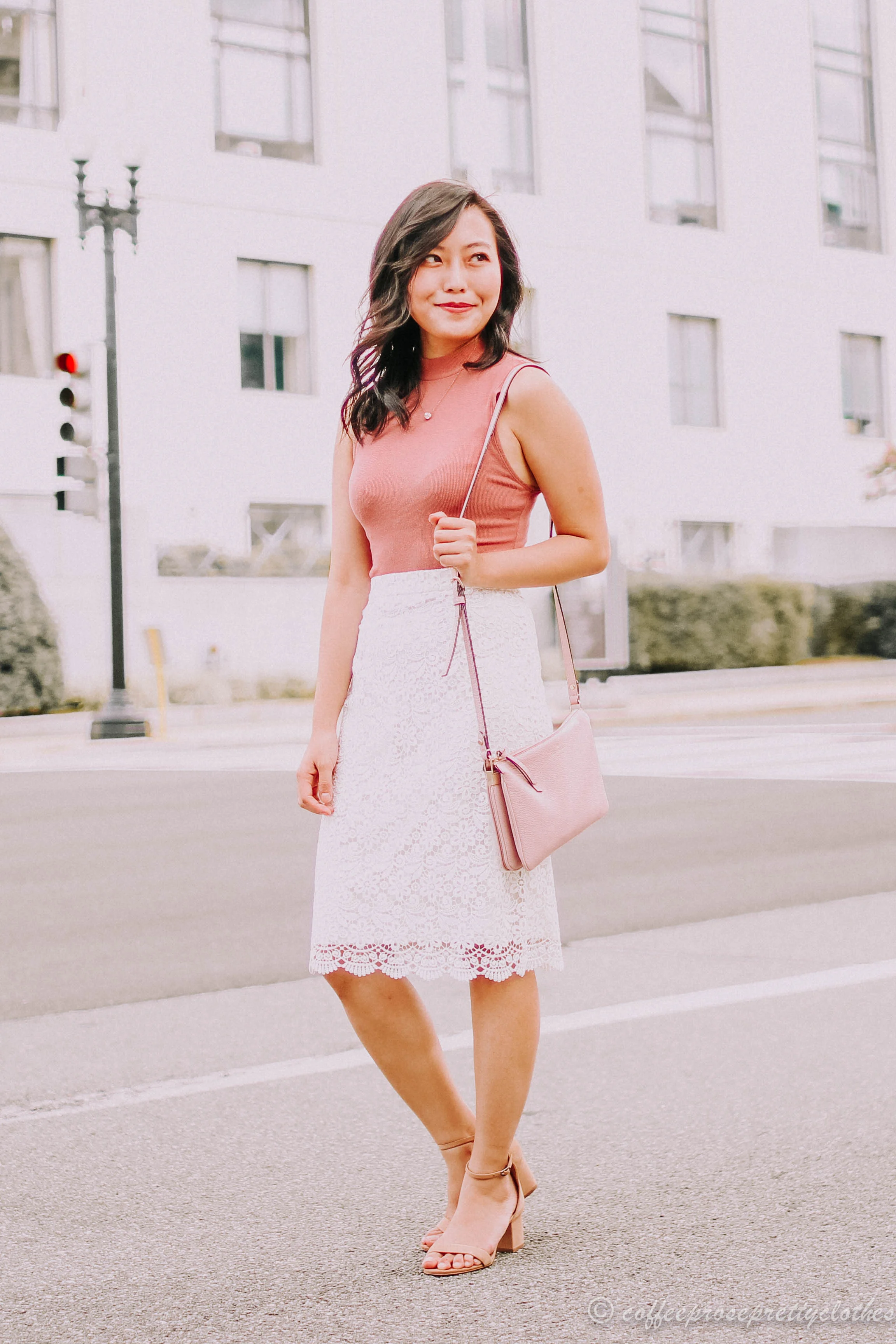 Lace Skirt and Rose Bodysuit