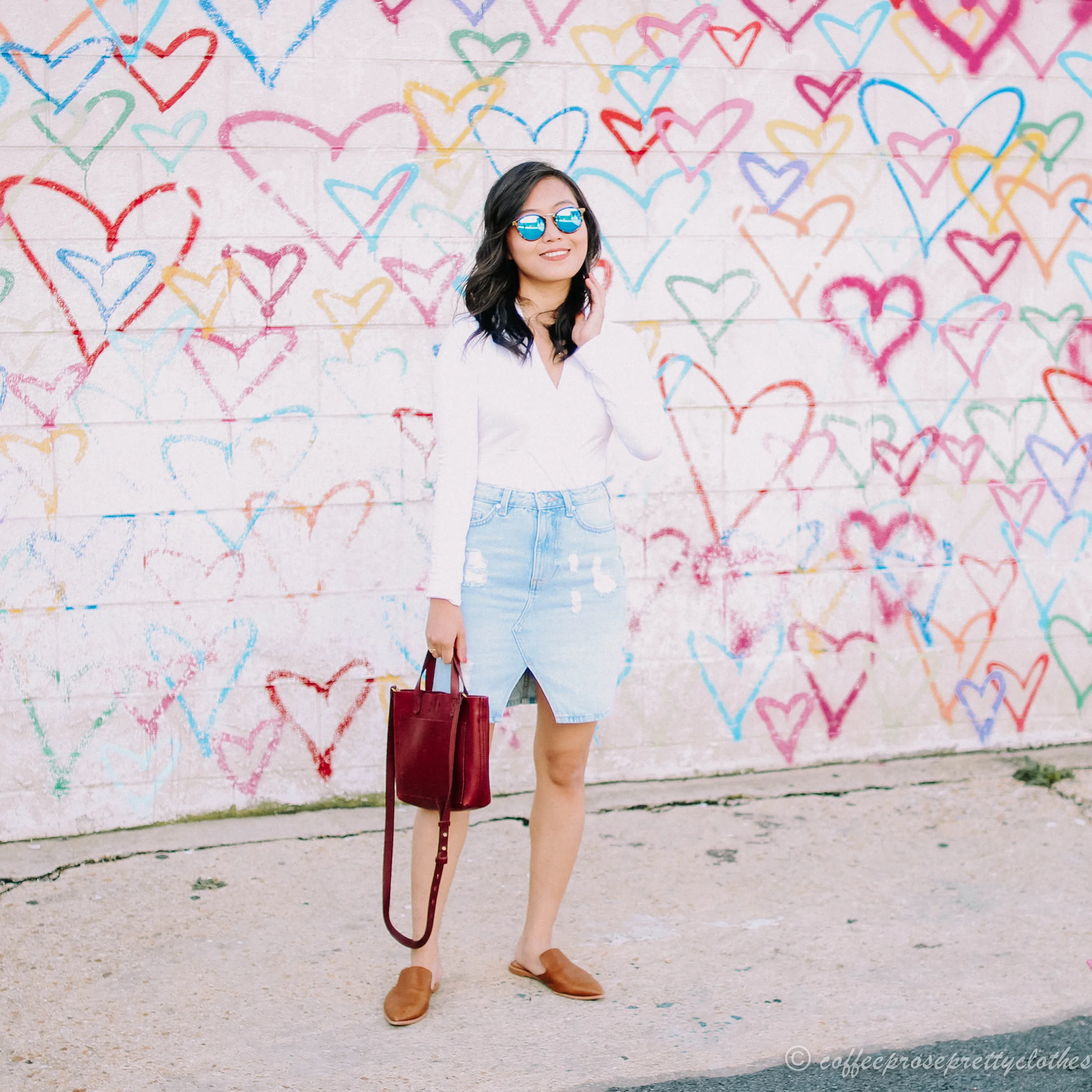 Denim Skirt and Wrap Bodysuit