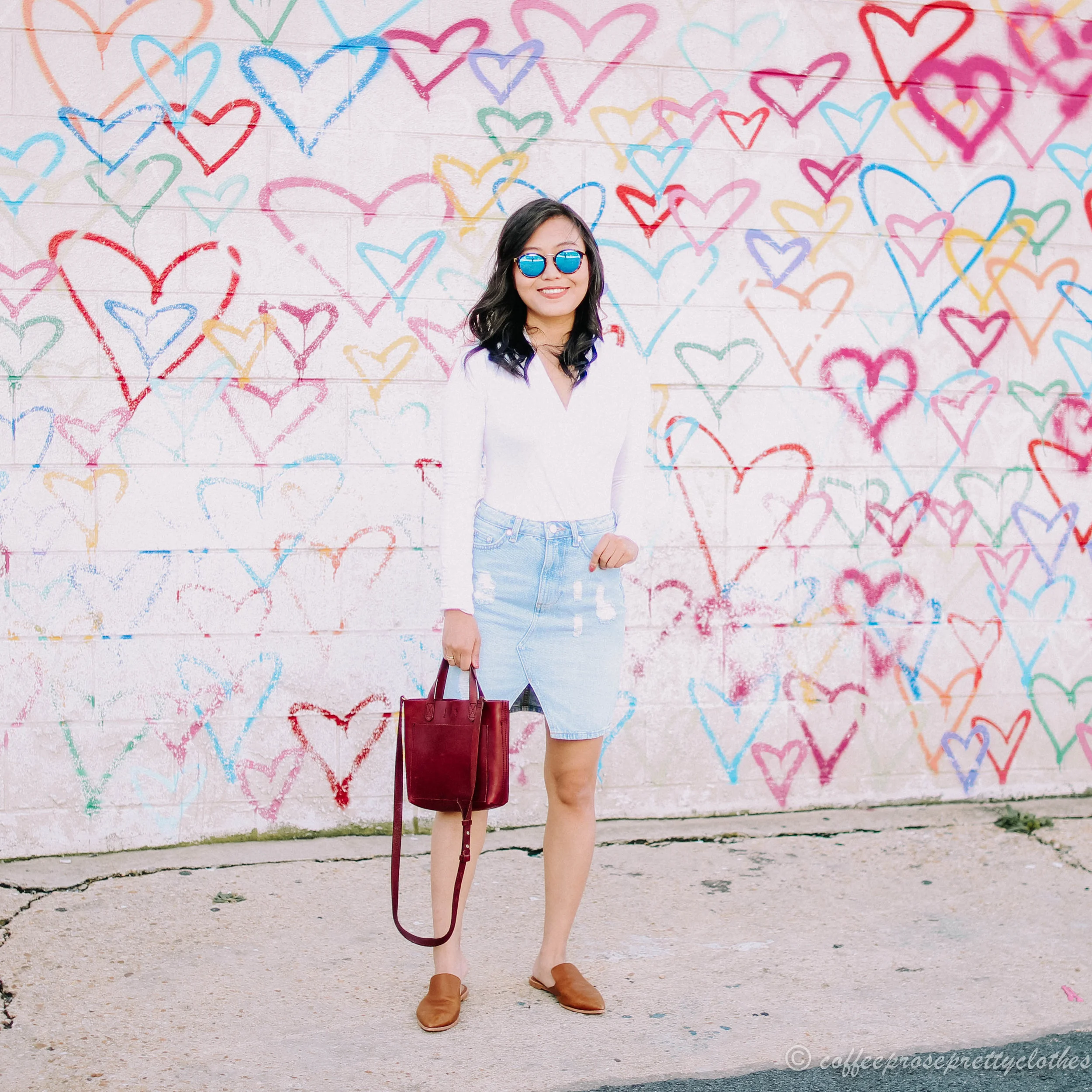 Denim Skirt and Wrap Bodysuit
