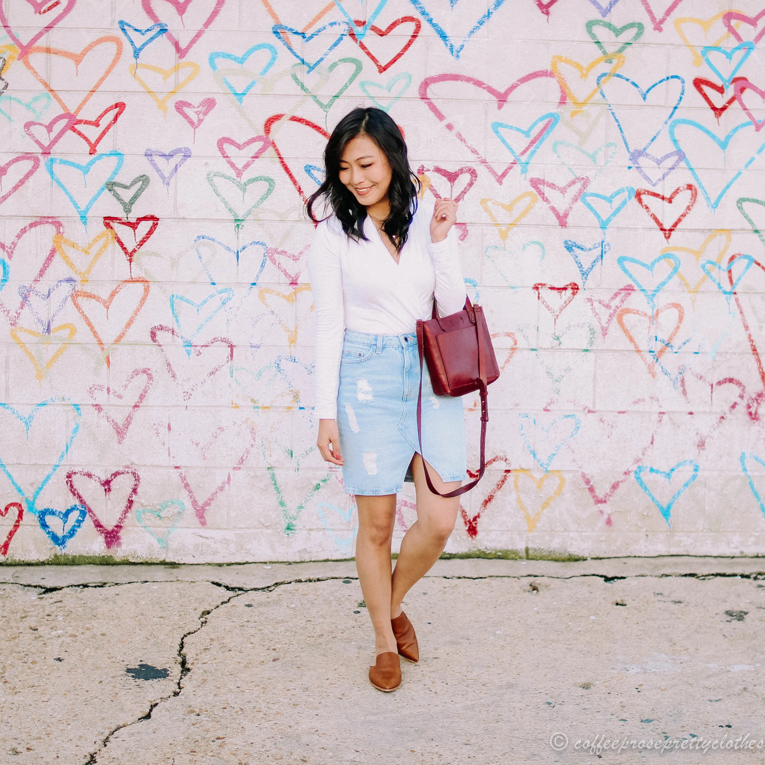 Denim Skirt and Wrap Bodysuit