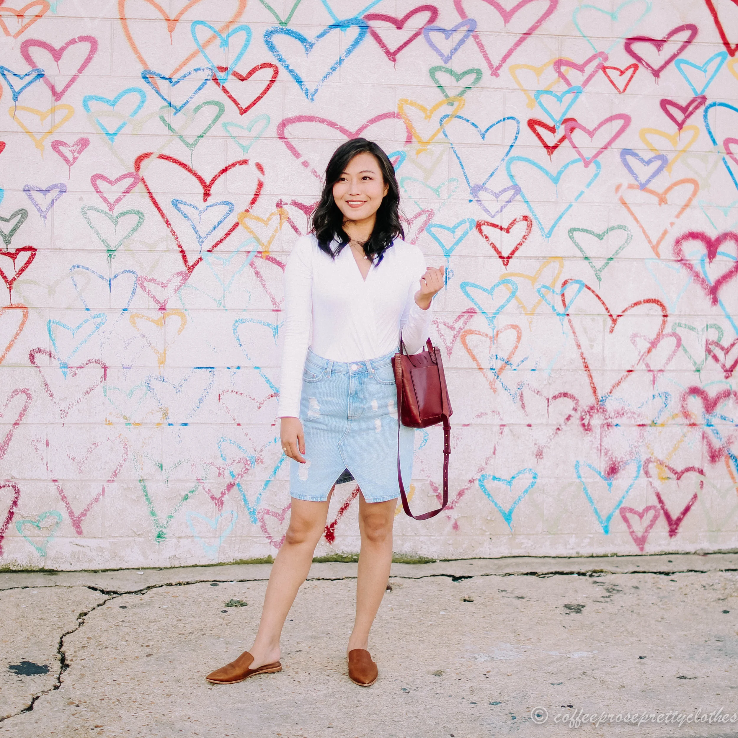 Denim Skirt and Wrap Bodysuit