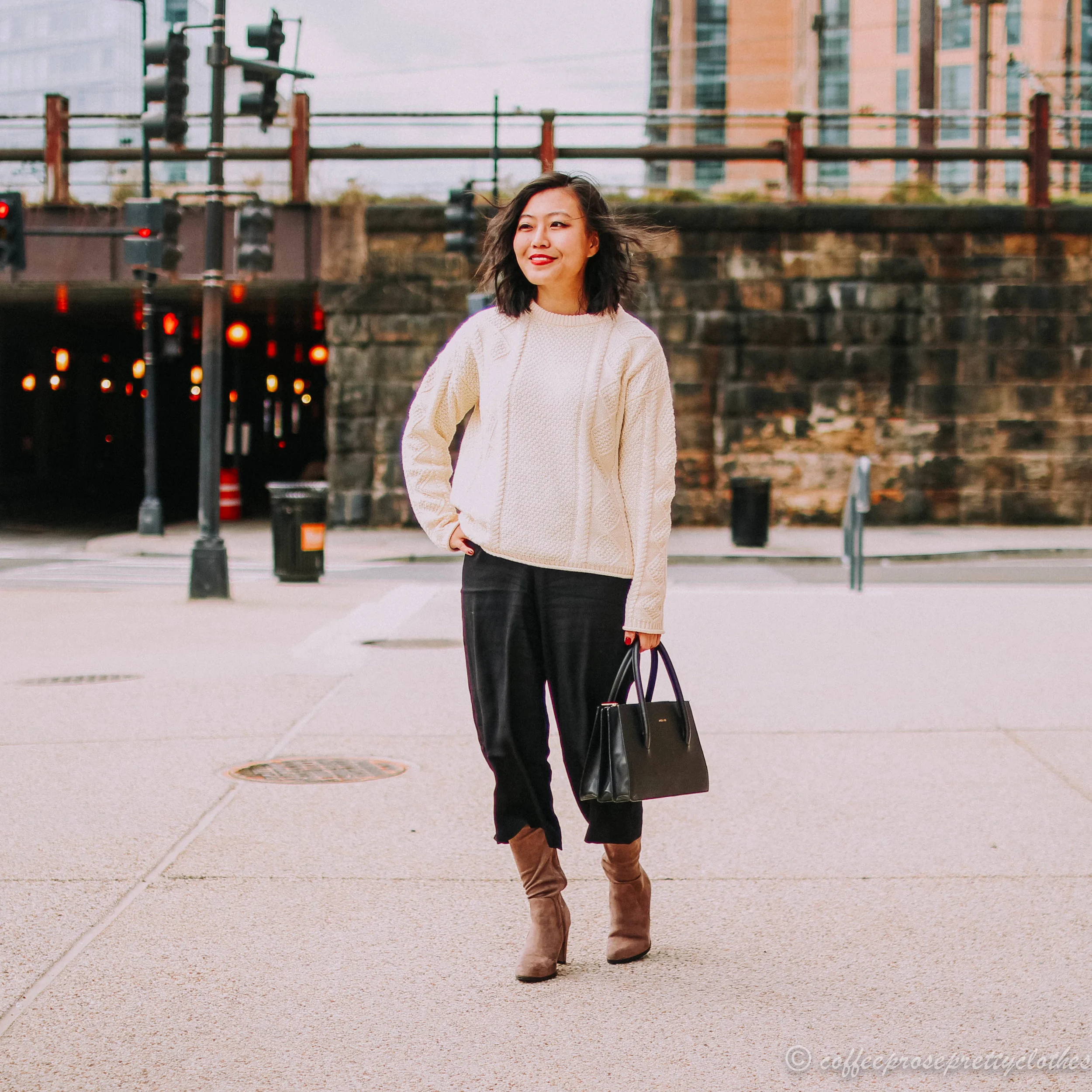 culottes and boots outfit