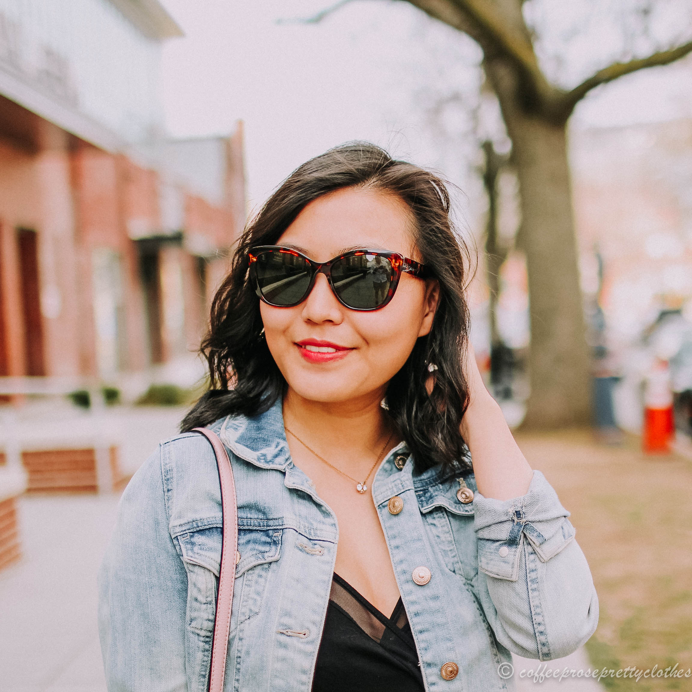 Black Jumpsuit and Denim Jacket
