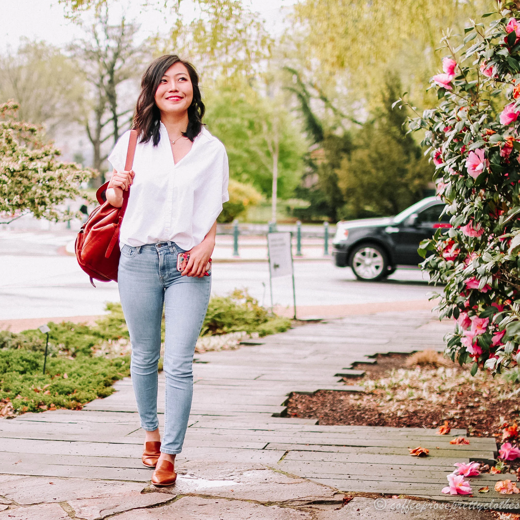 Madewell Central Shirt and Leather Backpack