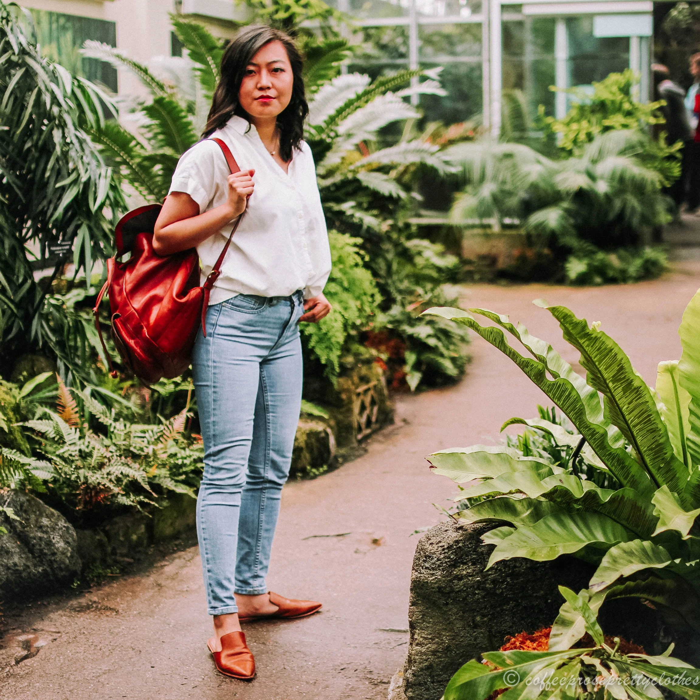 Madewell Central Shirt and Leather Backpack