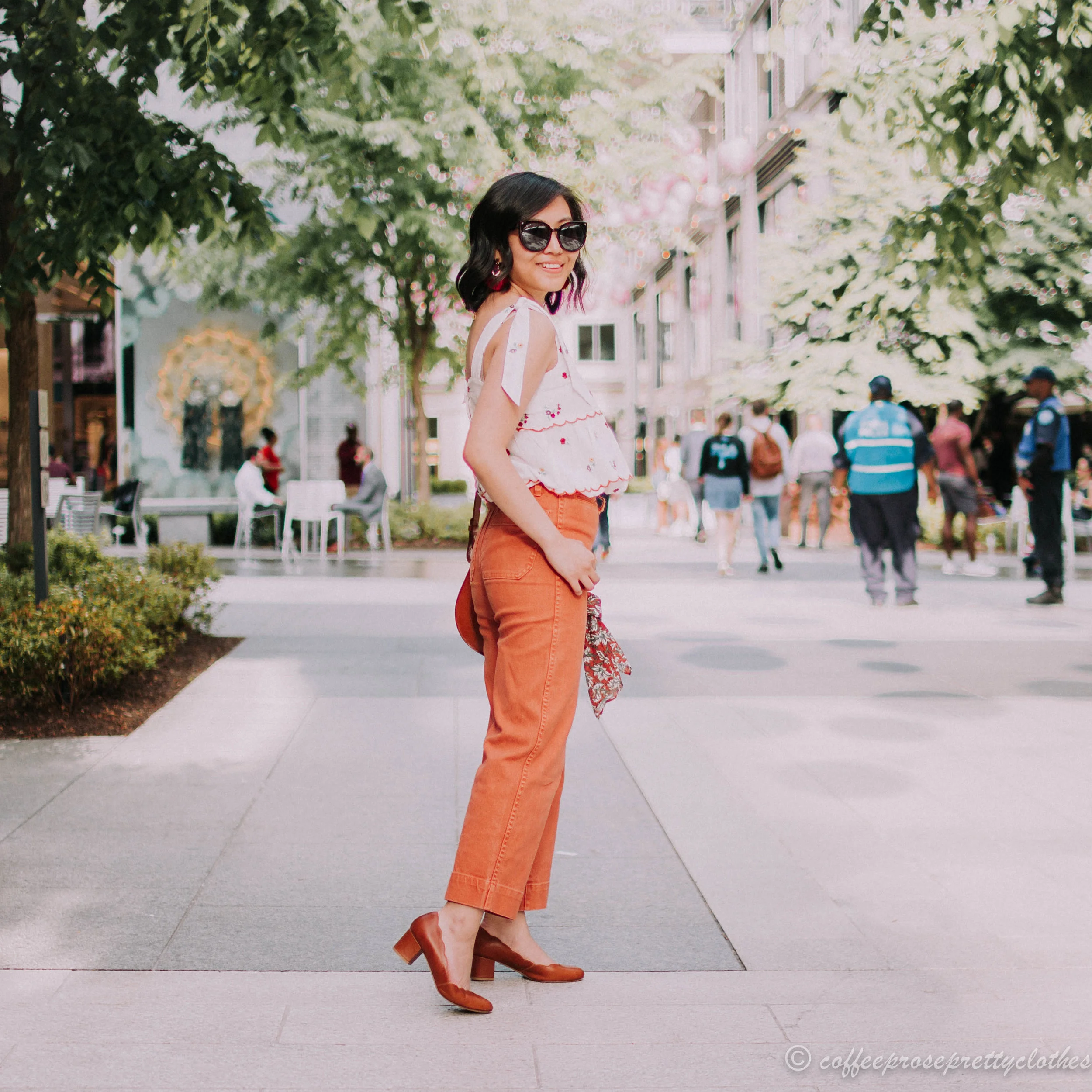 Embroidered Tank and Wide Leg Cropped Jeans