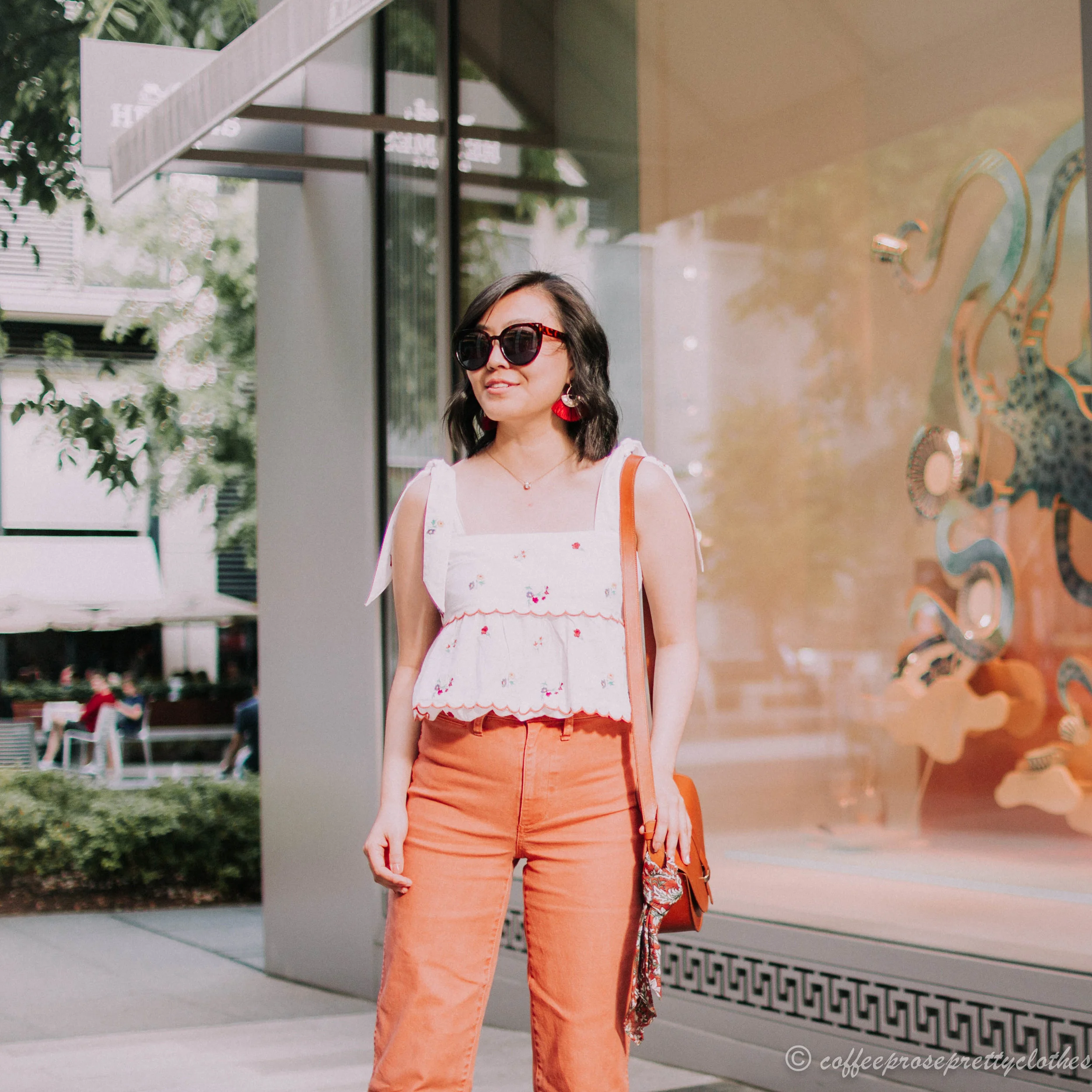 Embroidered Tank and Wide Leg Cropped Jeans