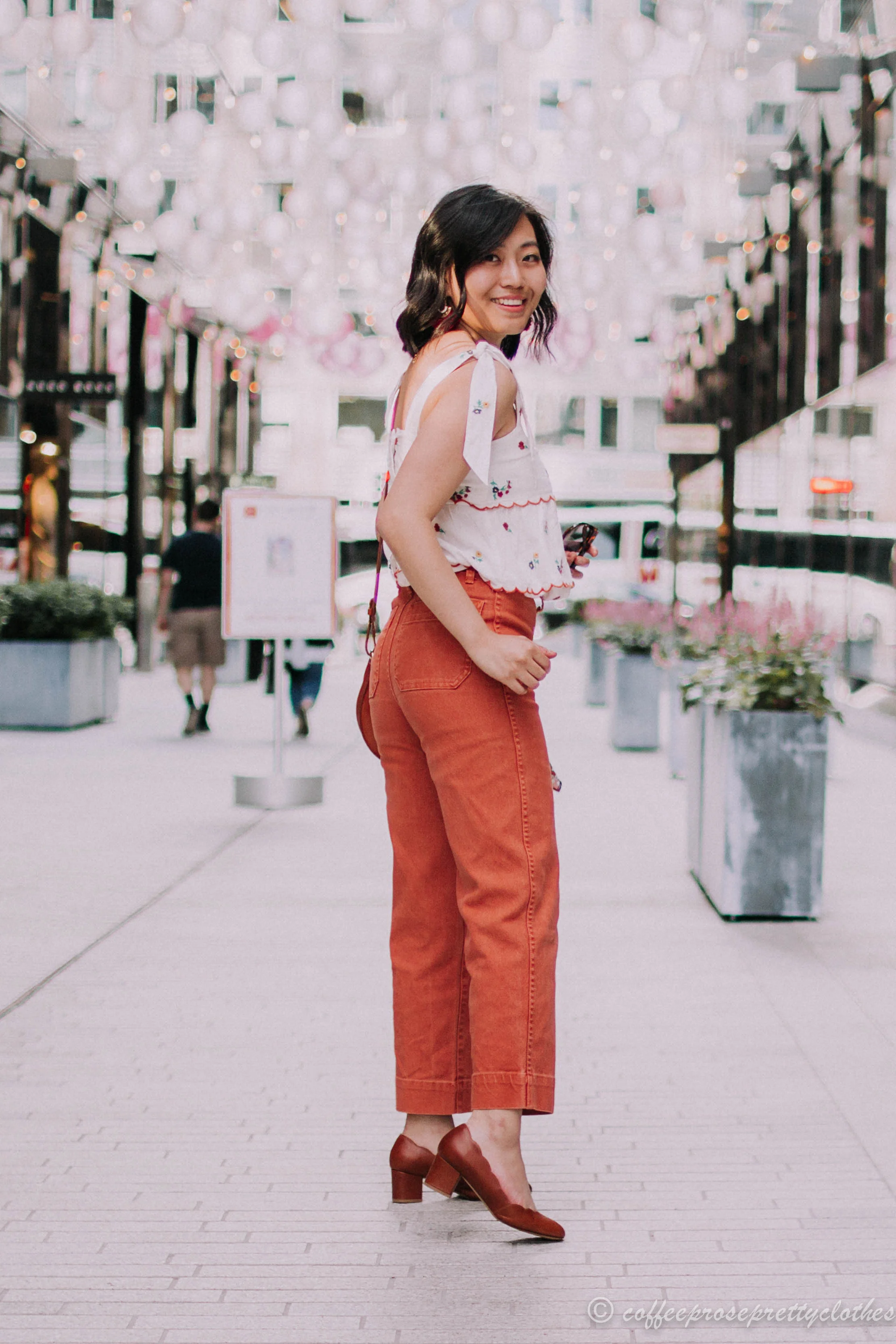 Embroidered Tank and Wide Leg Cropped Jeans