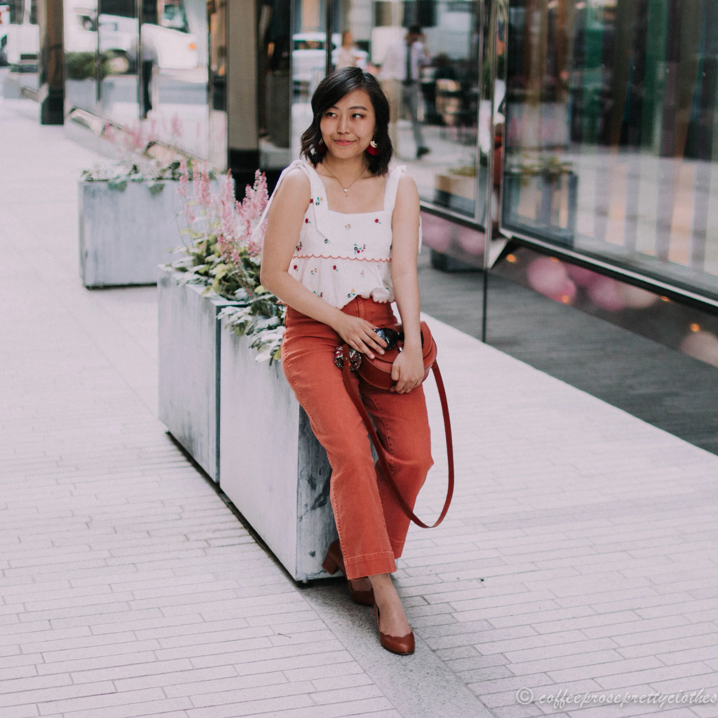 Embroidered Tank and Wide Leg Cropped Jeans