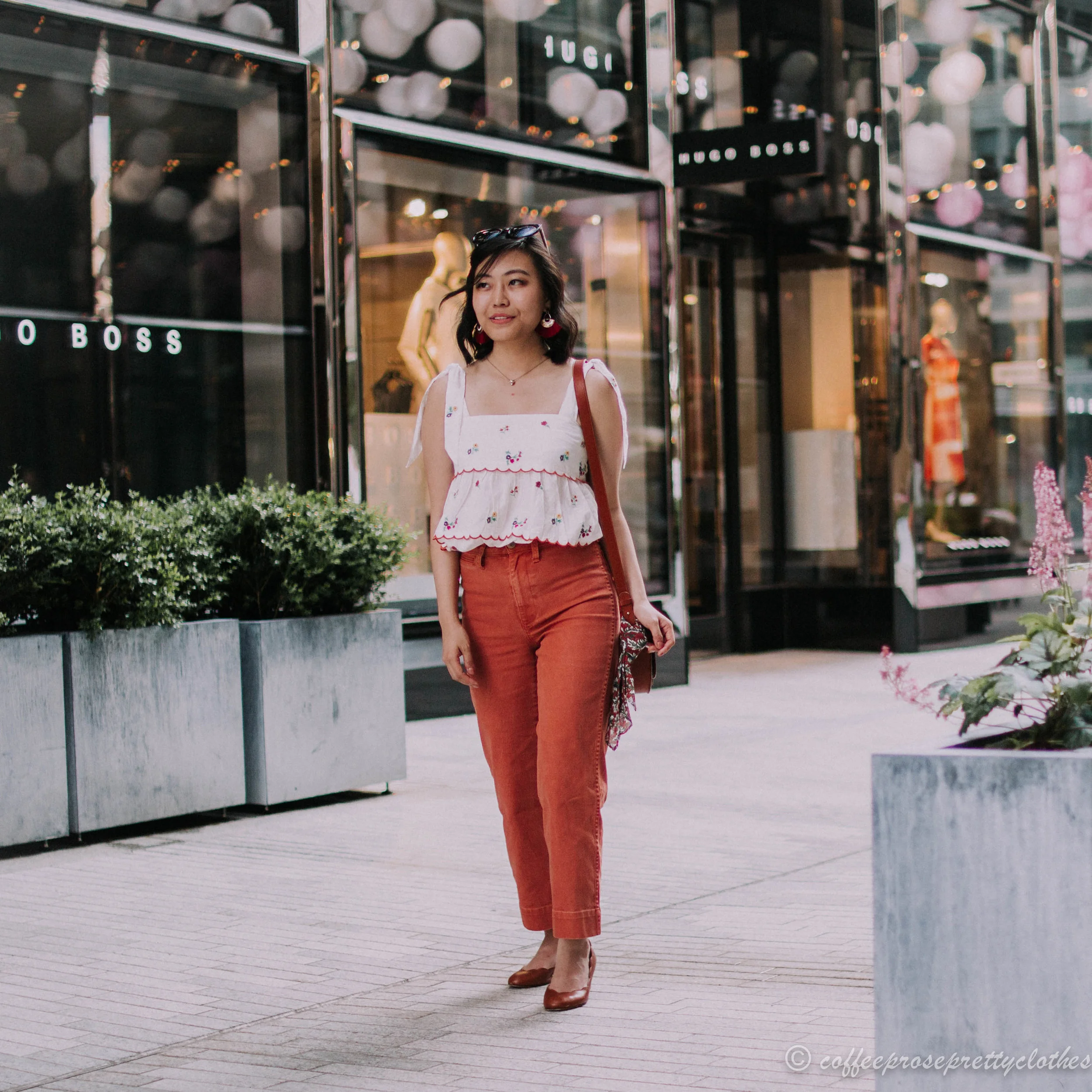 Embroidered Tank and Wide Leg Cropped Jeans