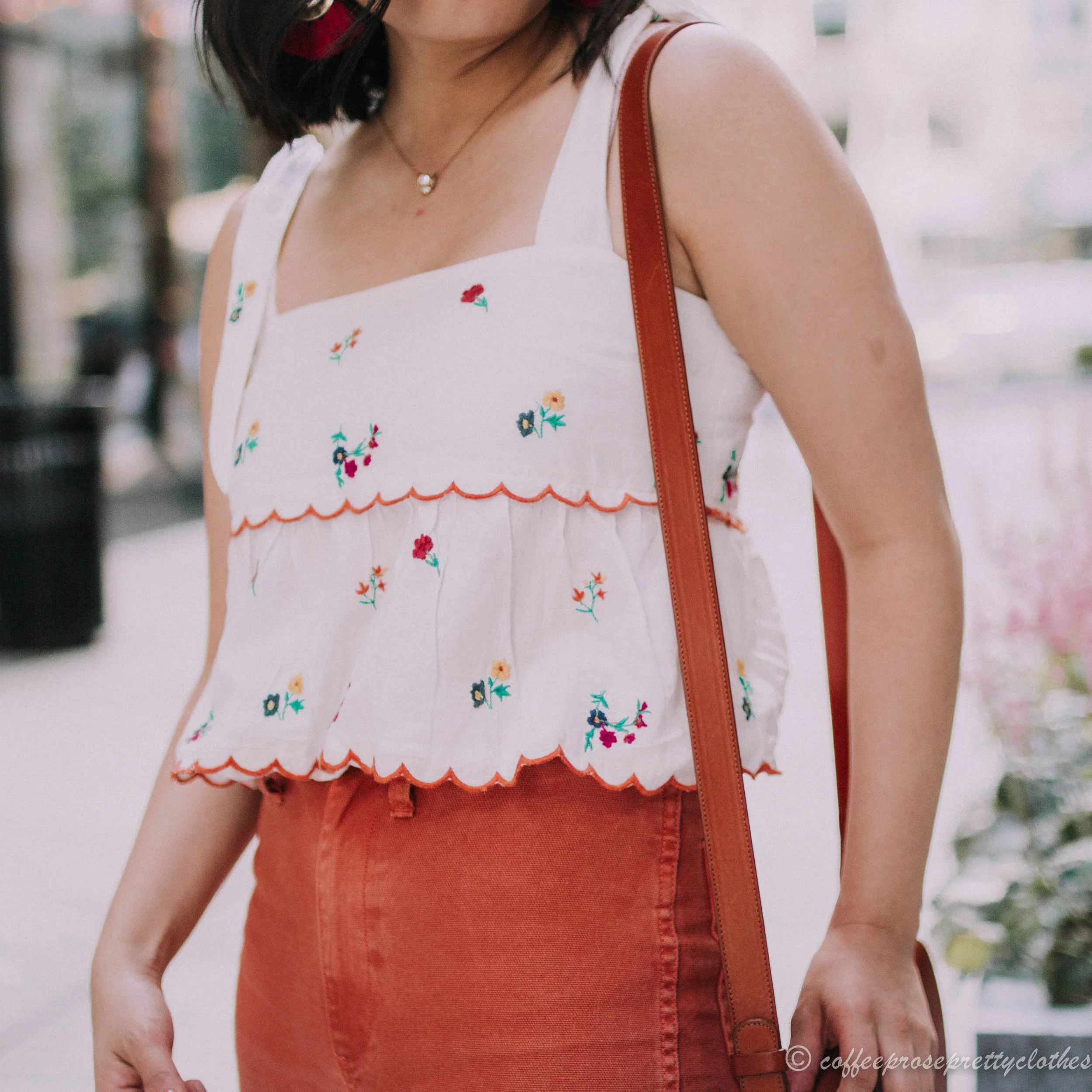 Embroidered Tank and Wide Leg Cropped Jeans