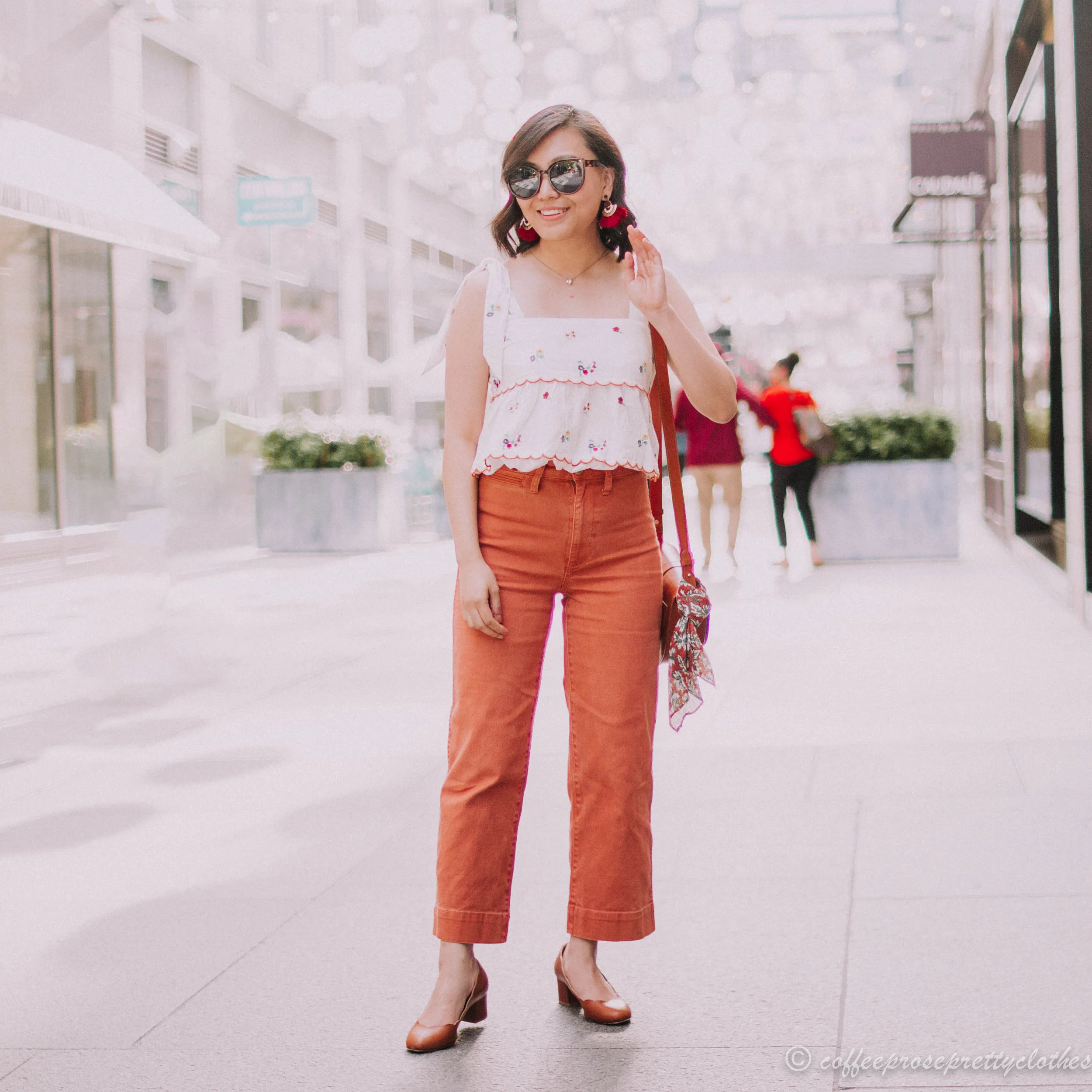 Embroidered Tank and Wide Leg Cropped Jeans