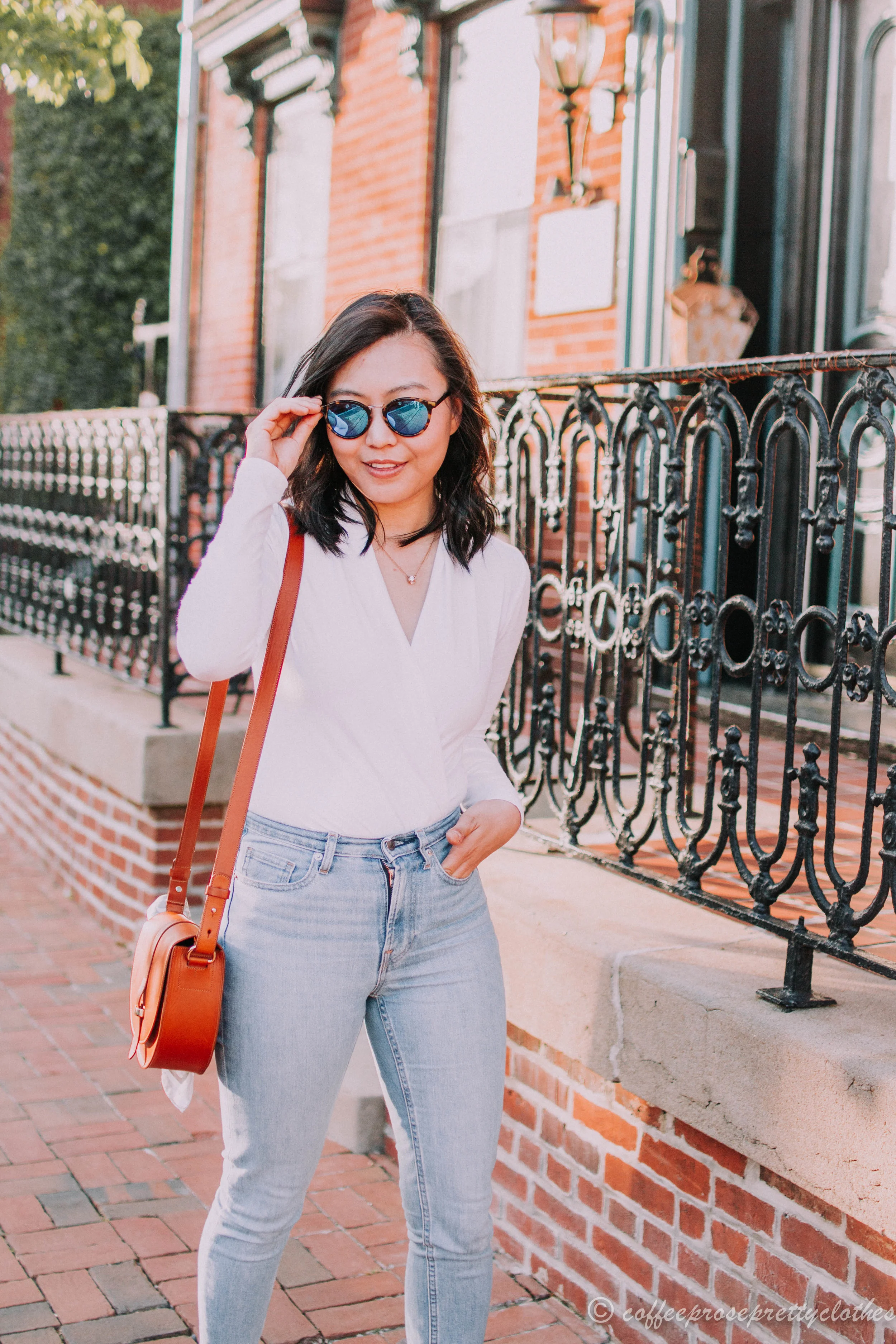 Wrap Bodysuit and High Waisted Jeans