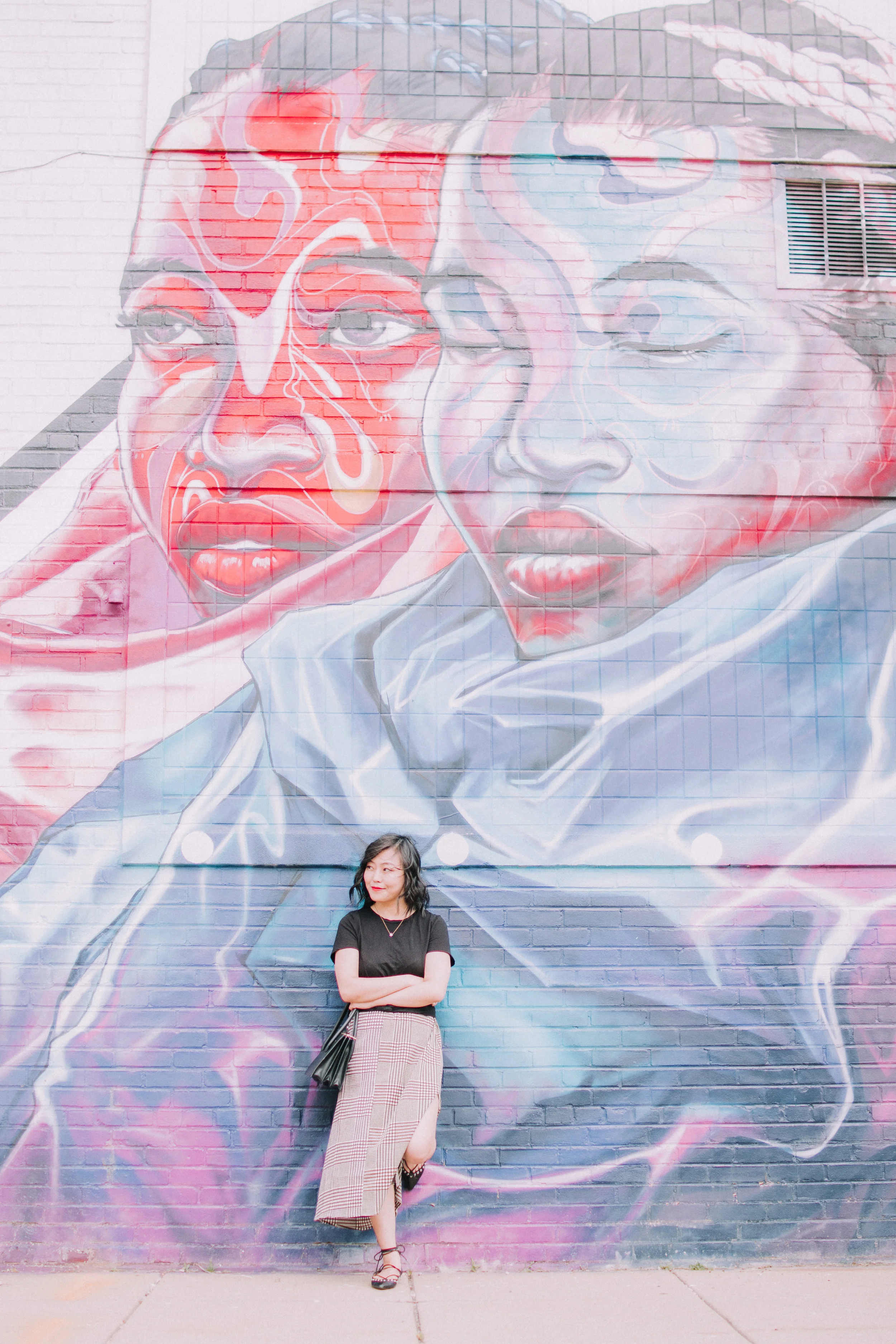 Cropped Tee and Checked Midi Skirt