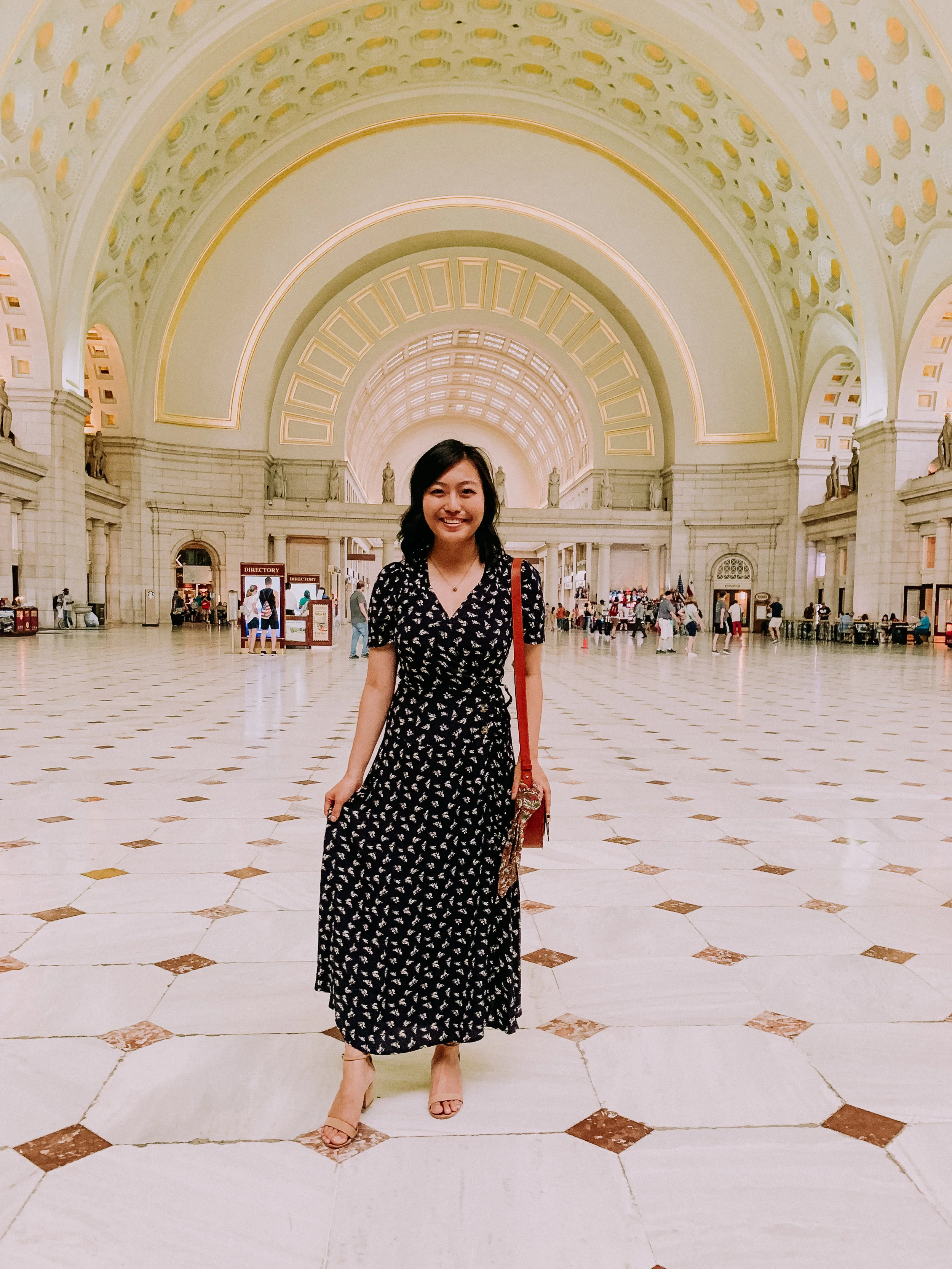 Wrap Maxi Dress and Leather Handbag