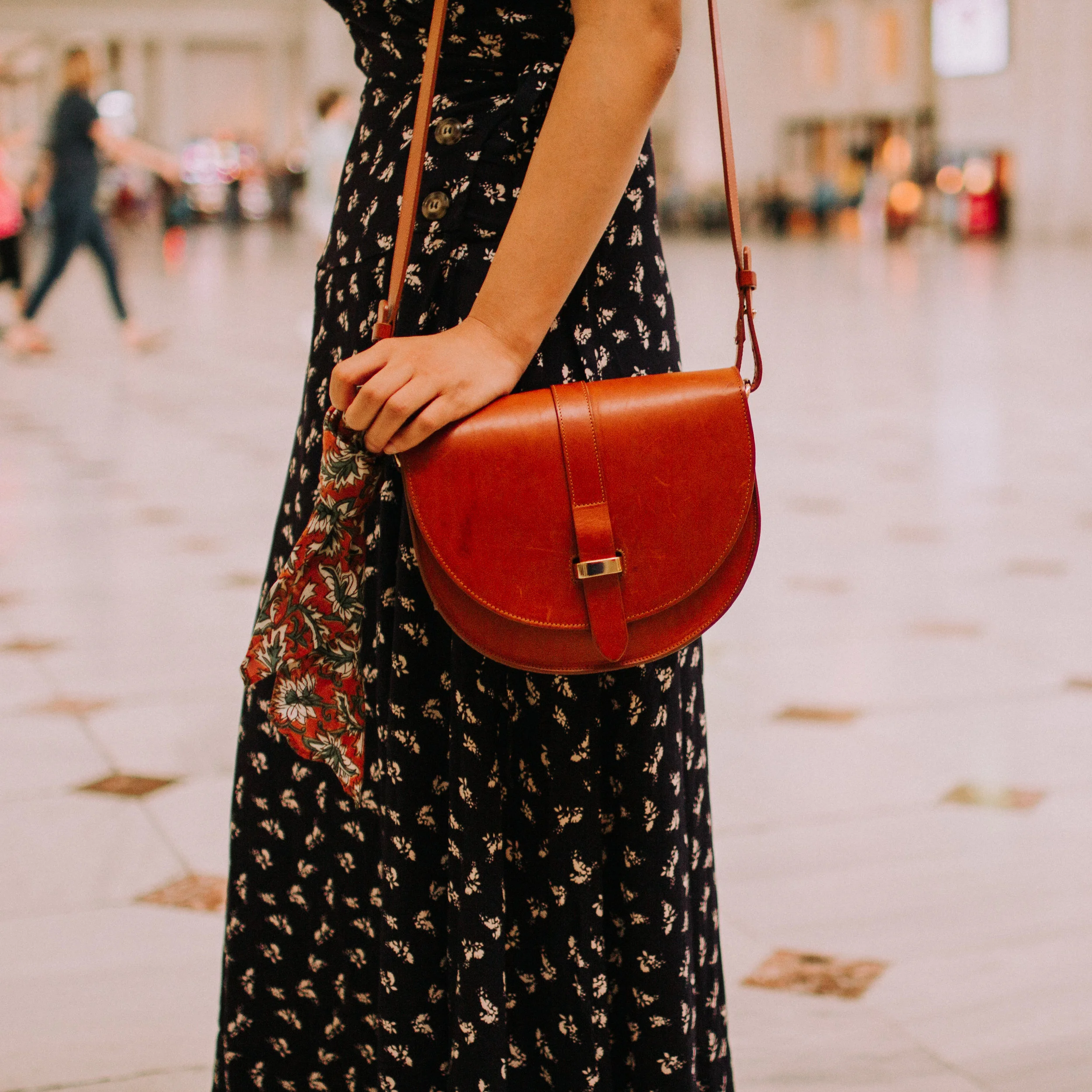 Wrap Maxi Dress and Leather Handbag