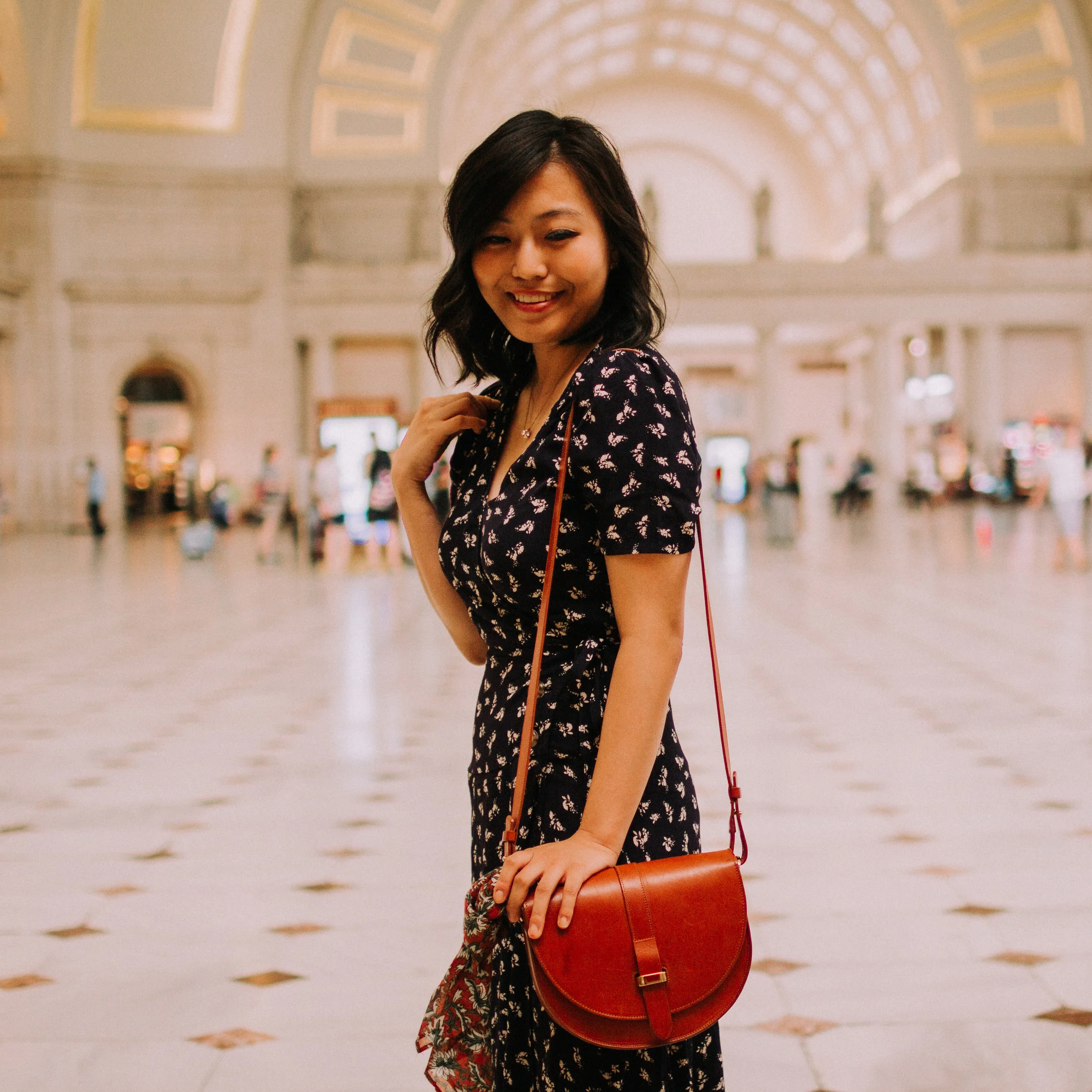 Wrap Maxi Dress and Leather Handbag
