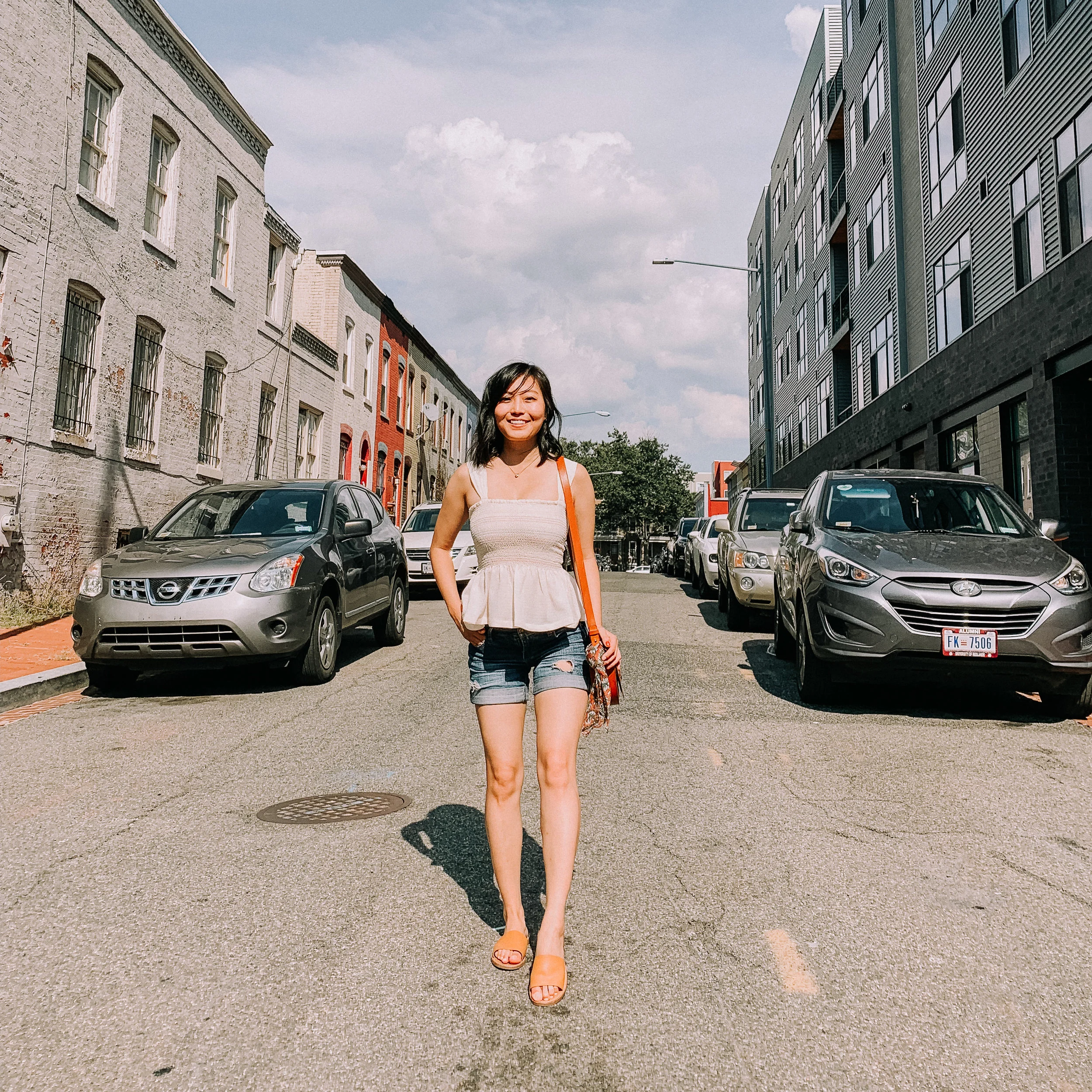 Smock Peplum Top and Denim Shorts