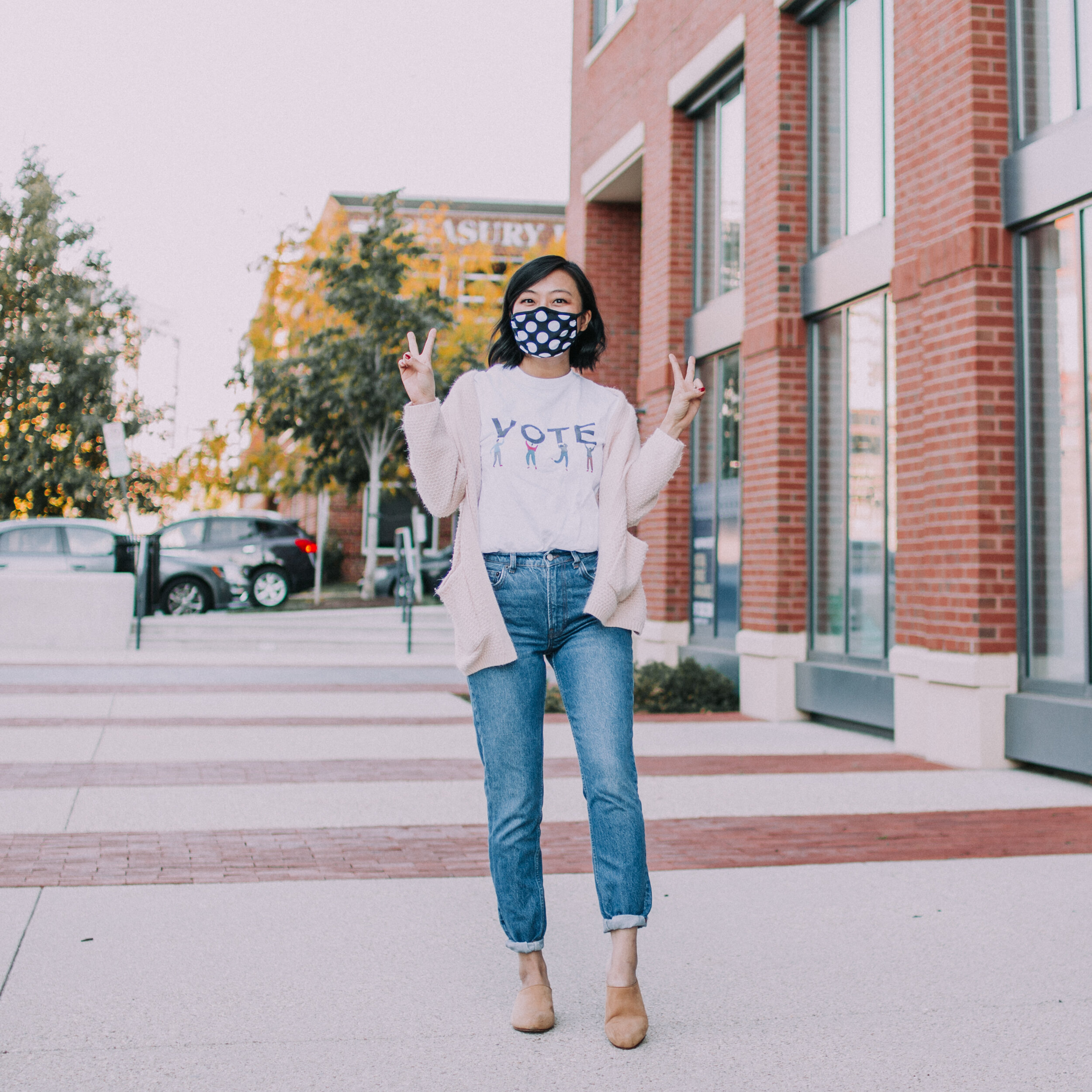 VOTE | Graphic Tee, Grandma Cardigan, and Mom Jeans