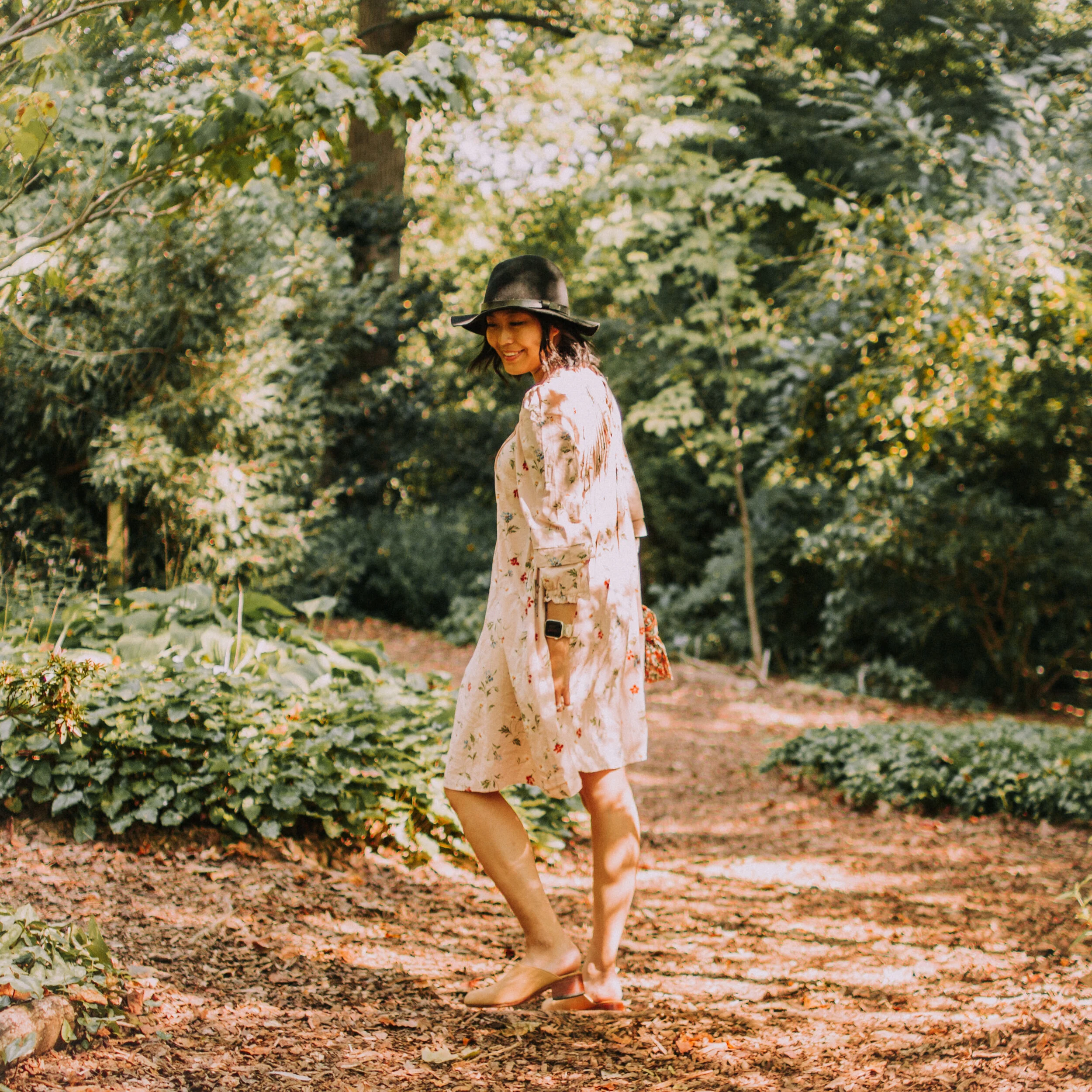 Floral Dress and Nisolo Mariella Mules