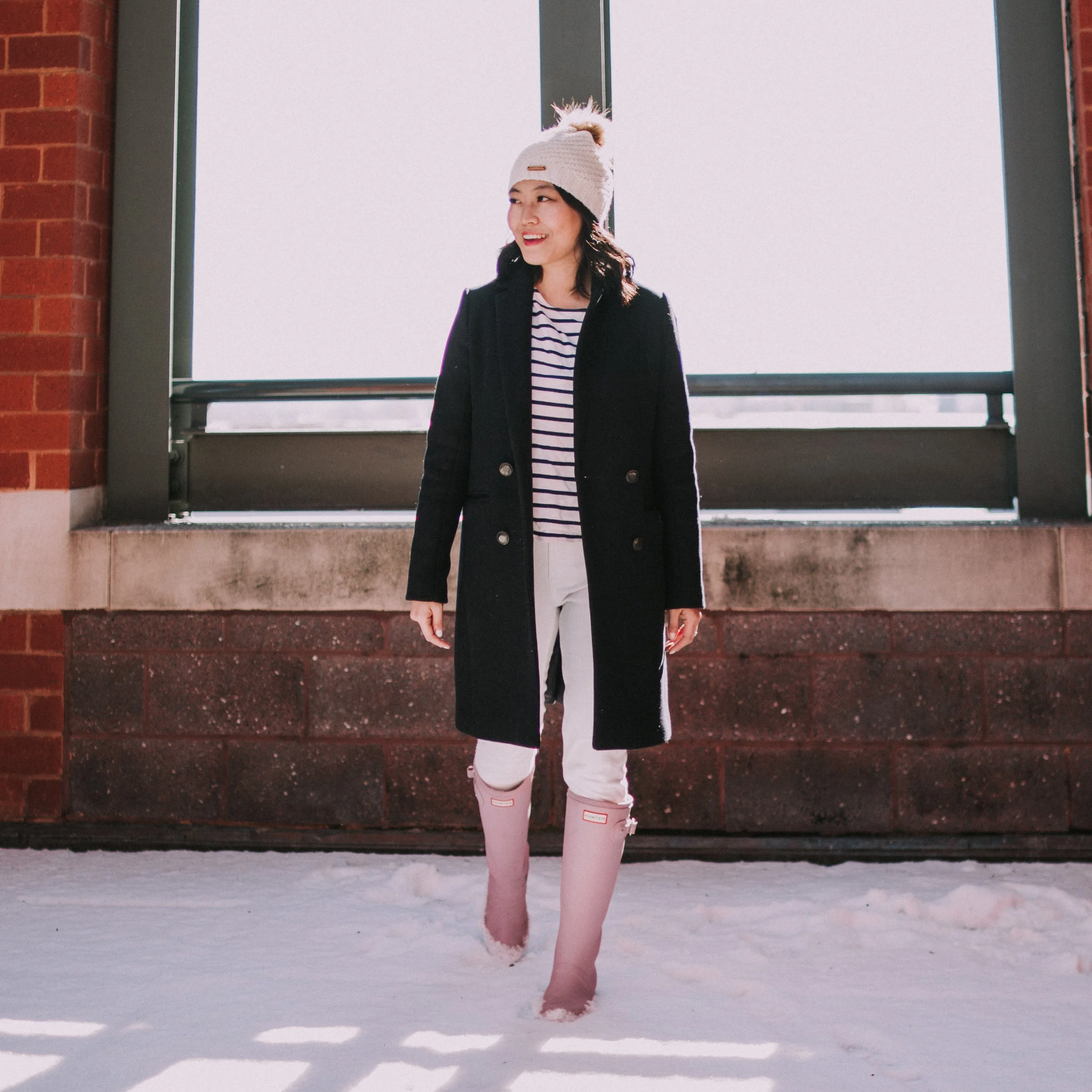 Holiday Hangover | Striped Shirt and Hunter Boots