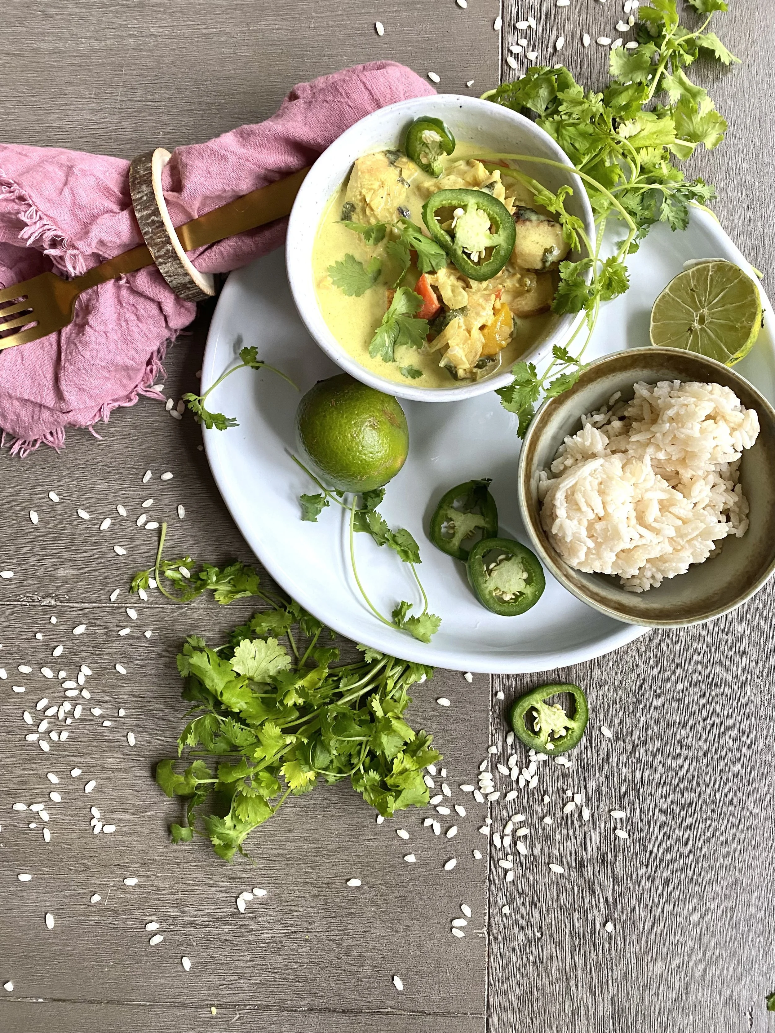 Thai Style Coconut Lime Chicken Bowl