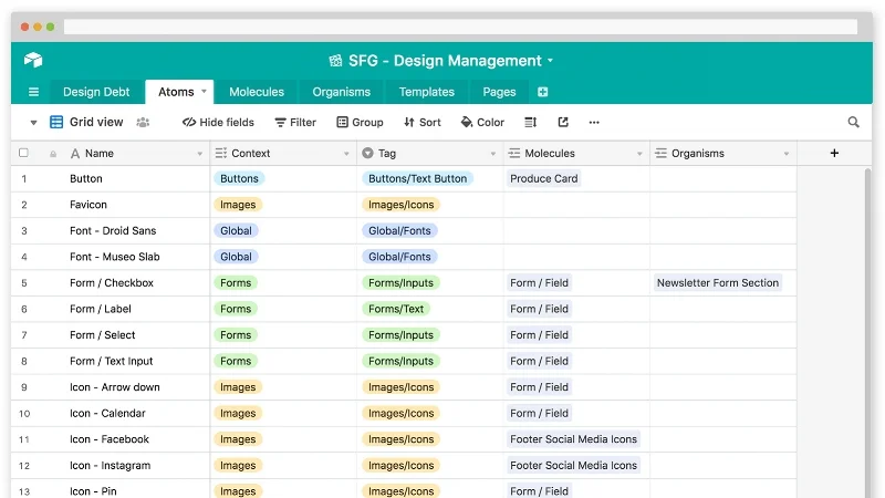 I break the interfaces layout down into their basic components following Atomic Design principles.