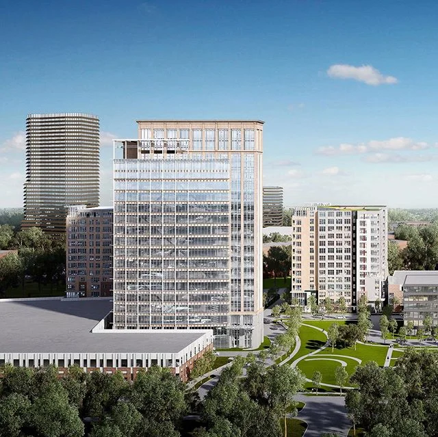 An aerial for a large scale development proposal, all cgi.