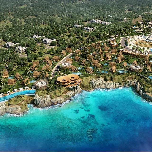An aerial of an oceanfront Luxury CBD Resort in Jamaica. NYAR designed each of the unique structures &amp; landscape within the resort, as well as providing the Marketing team with all of the high end visualization to take the concept to Market. #rea
